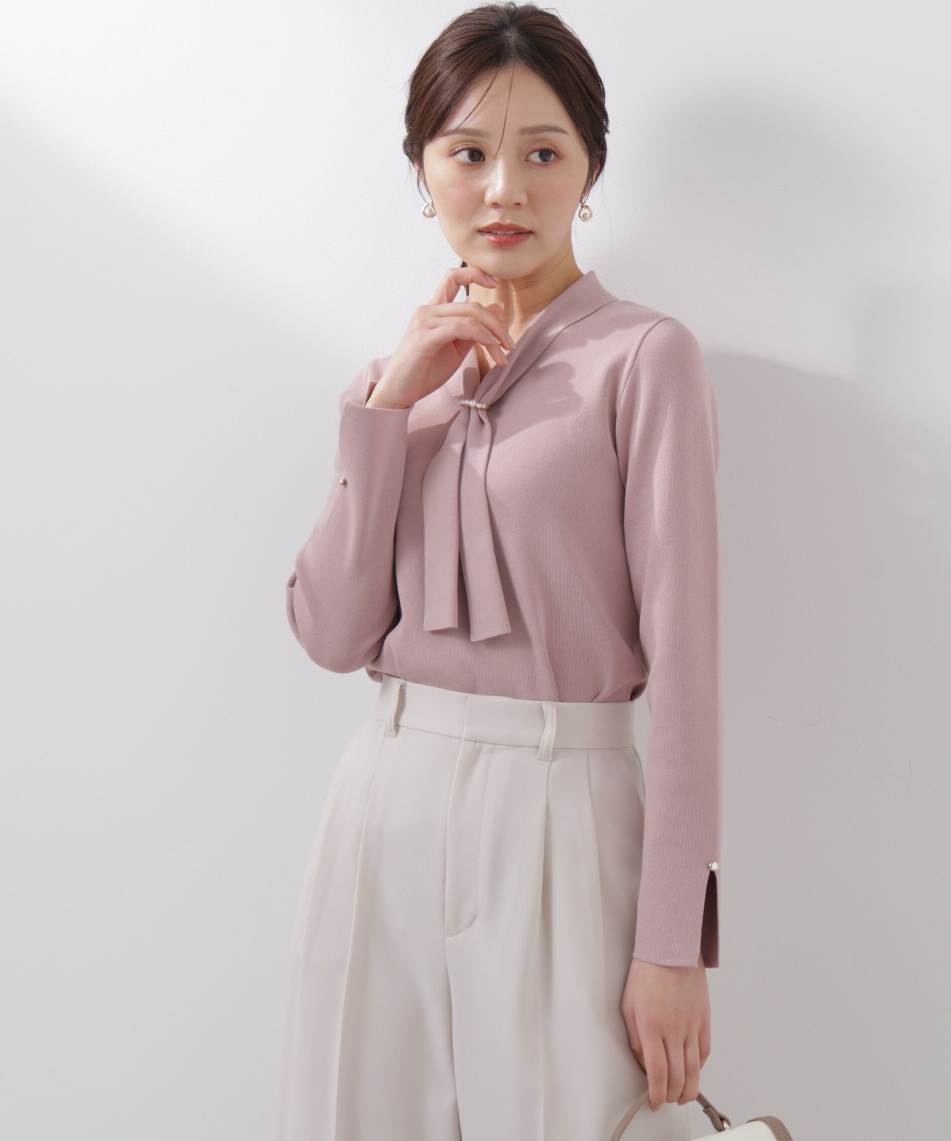 PROPORTION BODY DRESSING「パールリングボウタイニット　　26SS」|ニット・セーター|