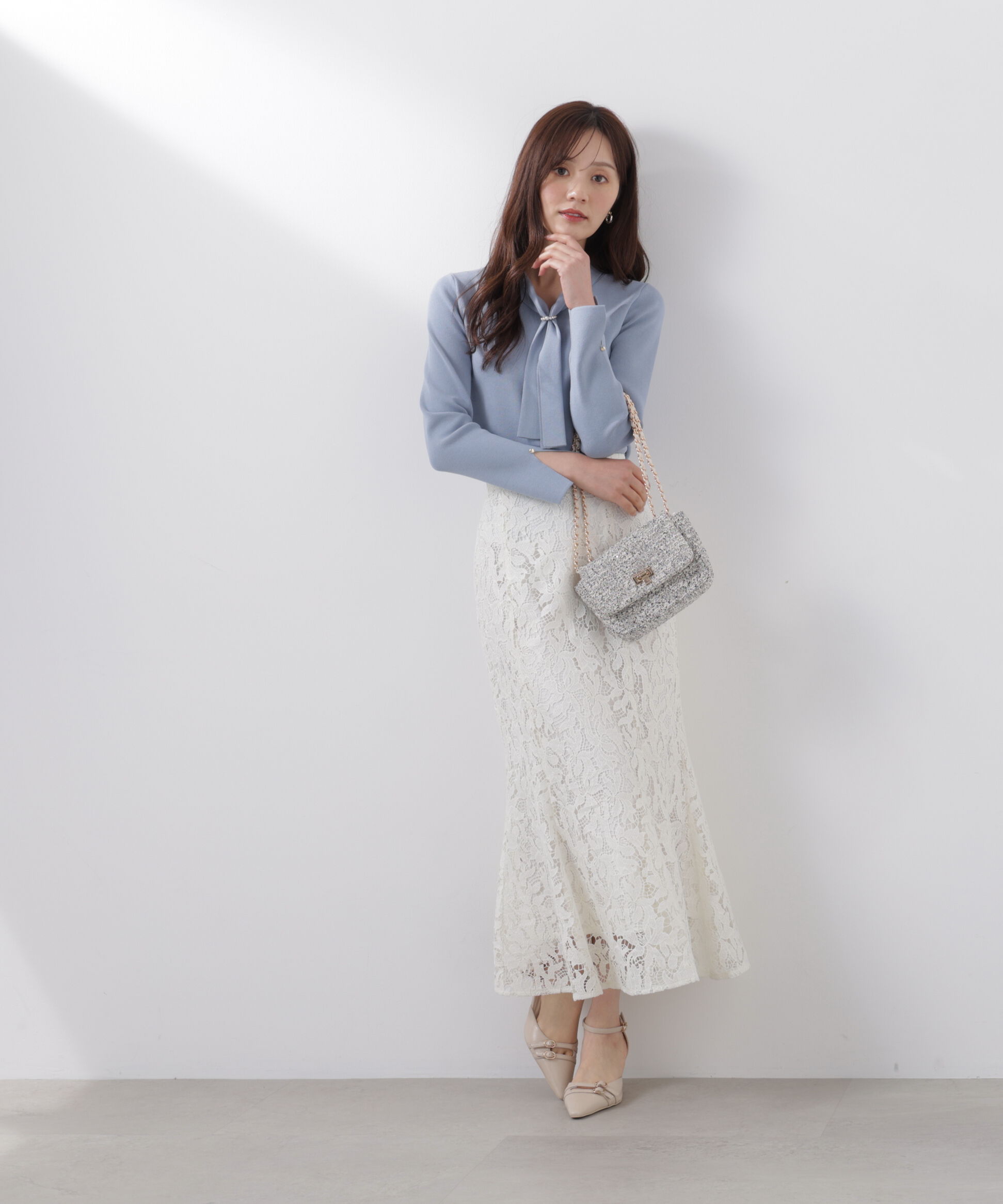 PROPORTION BODY DRESSING「パールリングボウタイニット　　26SS」|ニット・セーター|