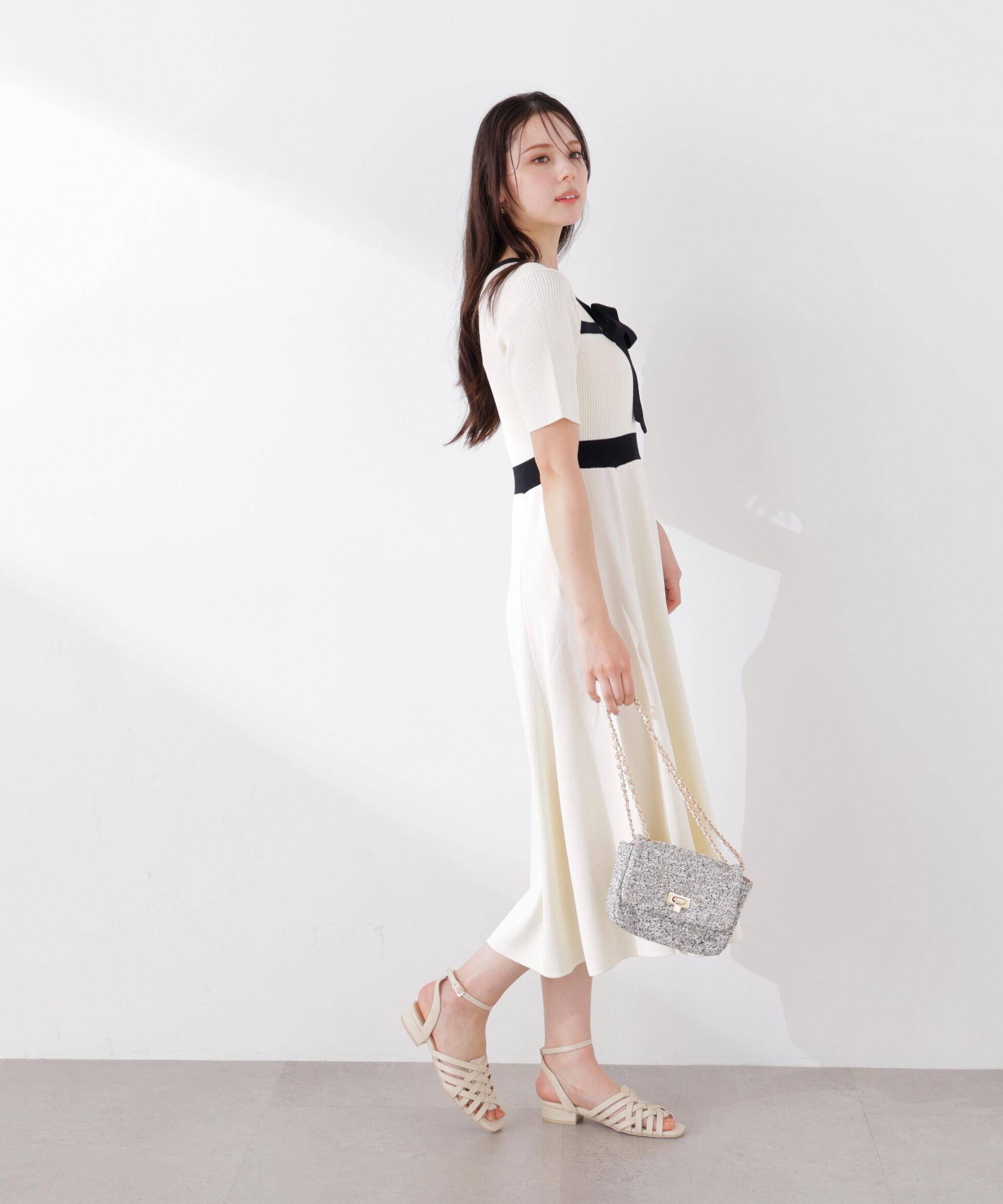 PROPORTION BODY DRESSING「リボンタイバイカラーニットワンピース　26SS」|ワンピース|