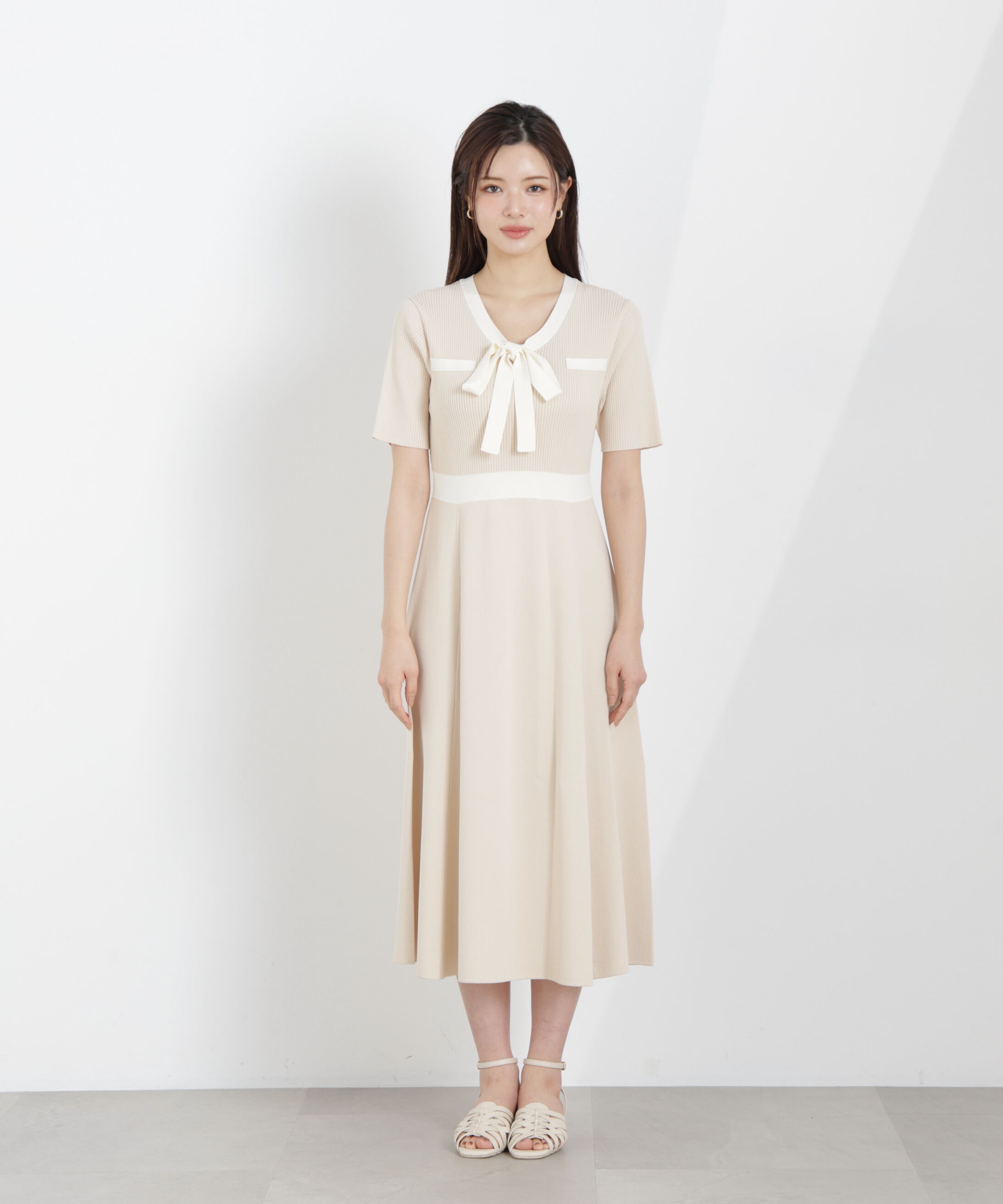 PROPORTION BODY DRESSING「リボンタイバイカラーニットワンピース　26SS」|ワンピース|