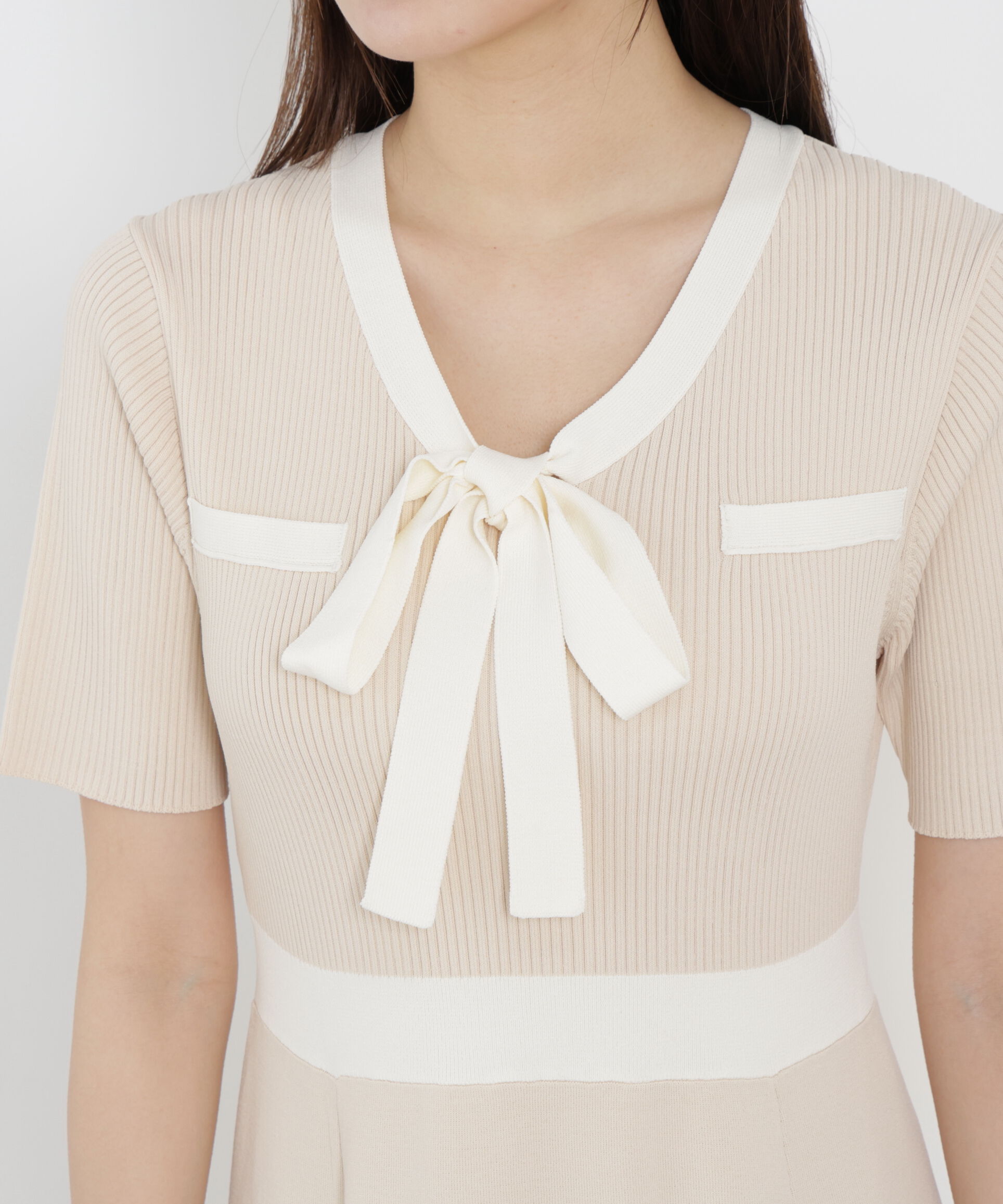 PROPORTION BODY DRESSING「リボンタイバイカラーニットワンピース　26SS」|ワンピース|