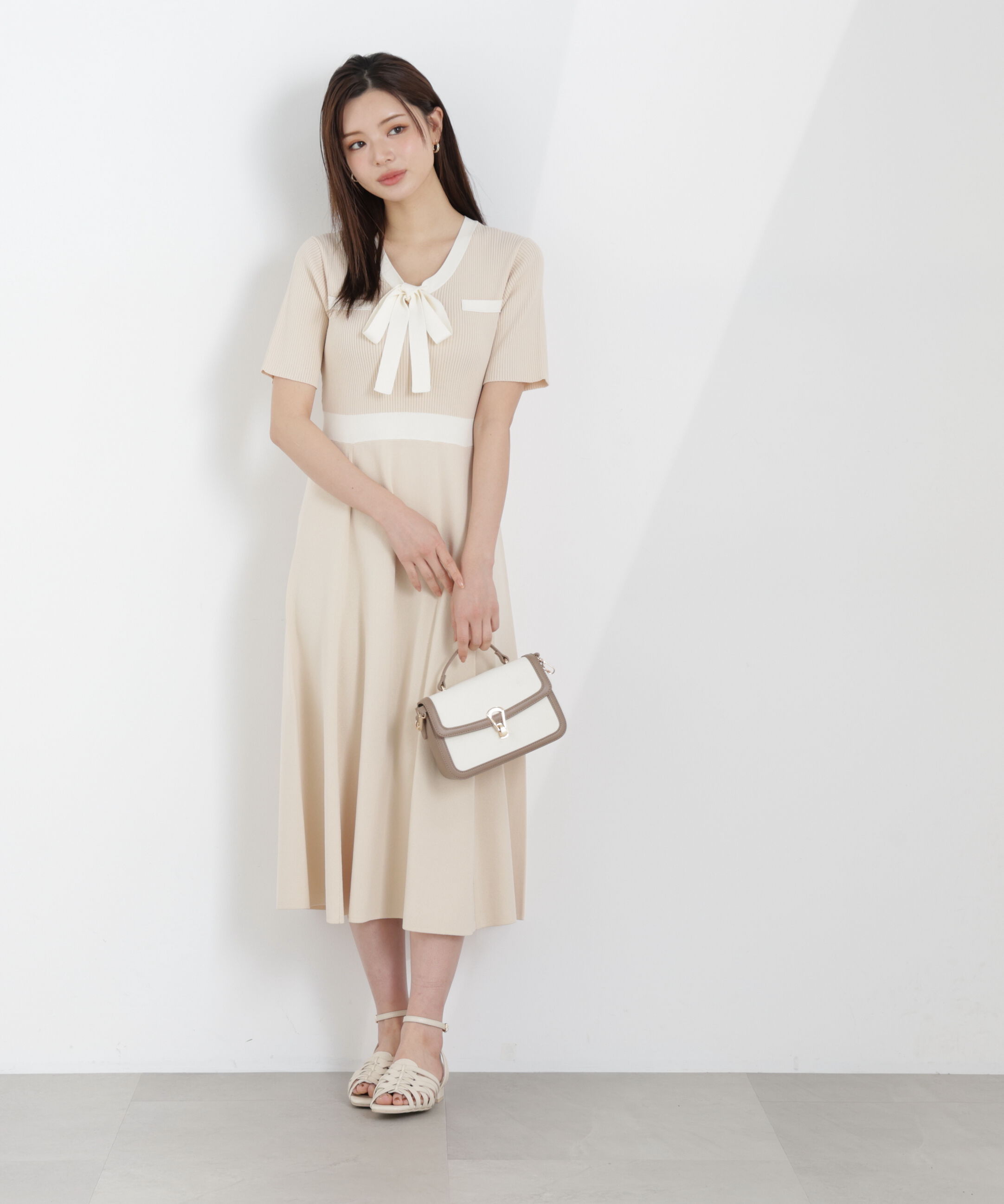 PROPORTION BODY DRESSING「リボンタイバイカラーニットワンピース　26SS」|ワンピース|