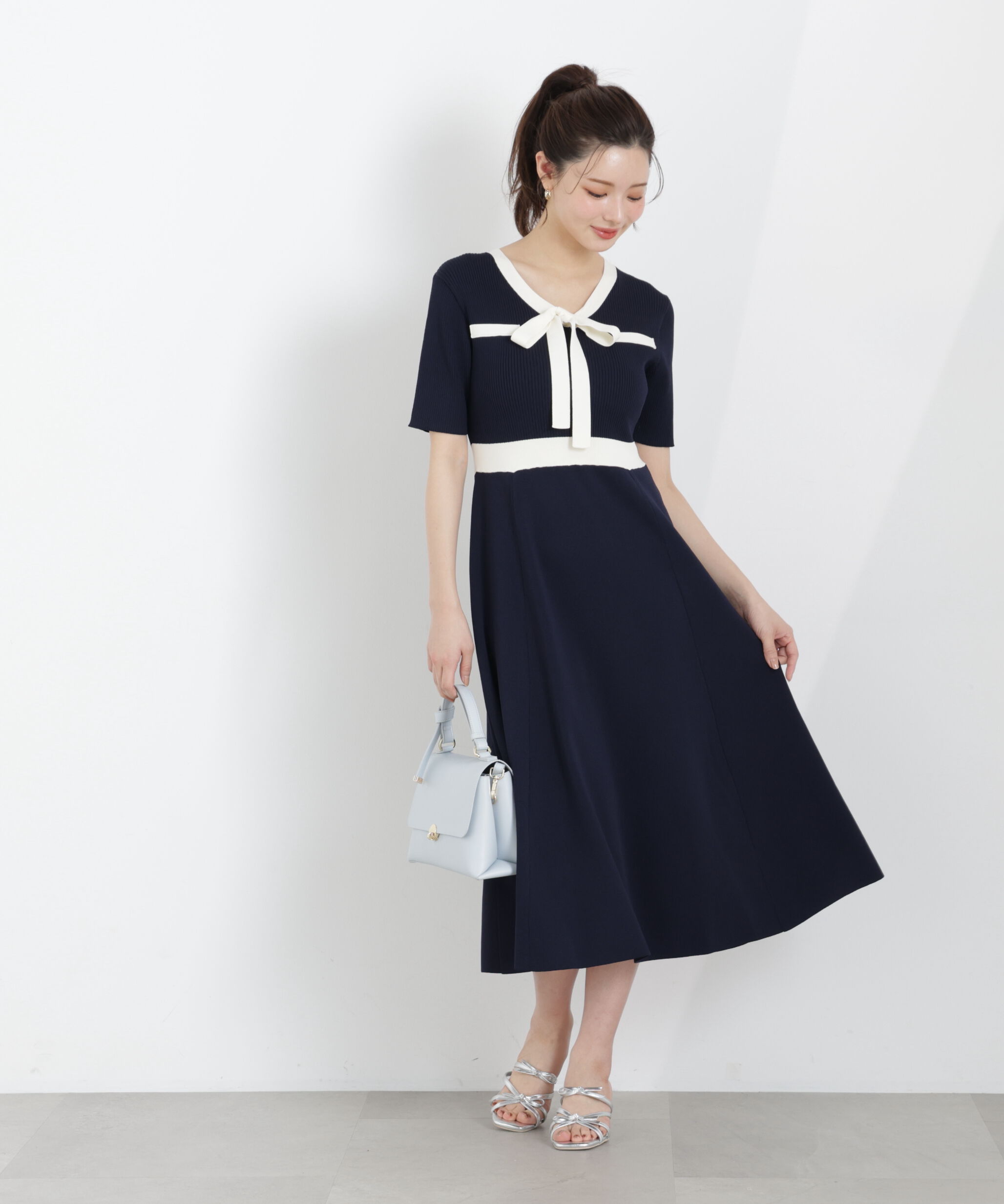 PROPORTION BODY DRESSING「リボンタイバイカラーニットワンピース　26SS」|ワンピース|