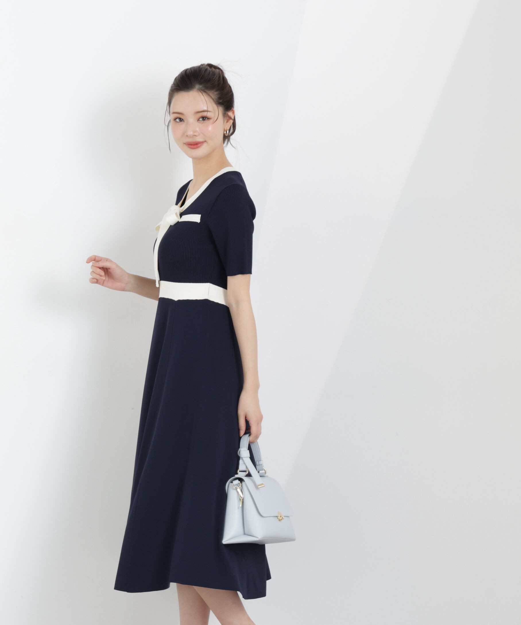 PROPORTION BODY DRESSING「リボンタイバイカラーニットワンピース　26SS」|ワンピース|