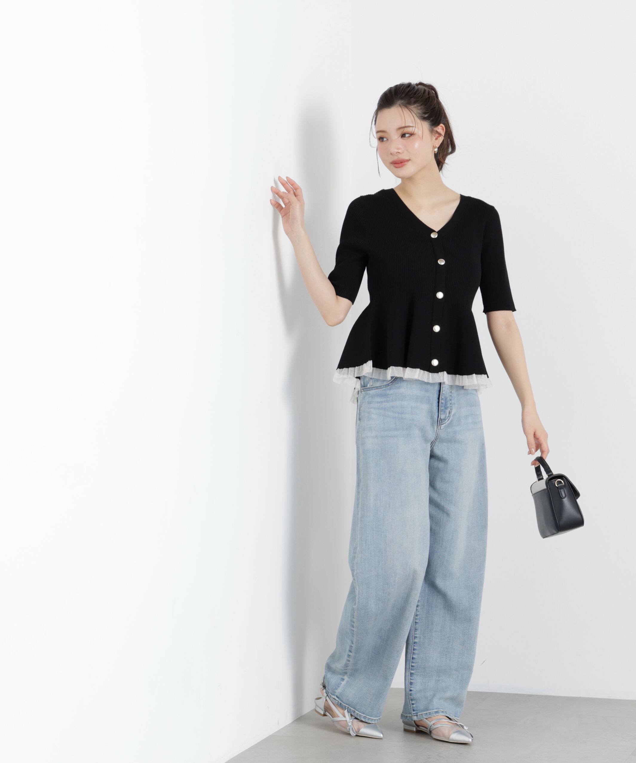 PROPORTION BODY DRESSING「部分シアーペプラムニット　26SS」|ニット・セーター|