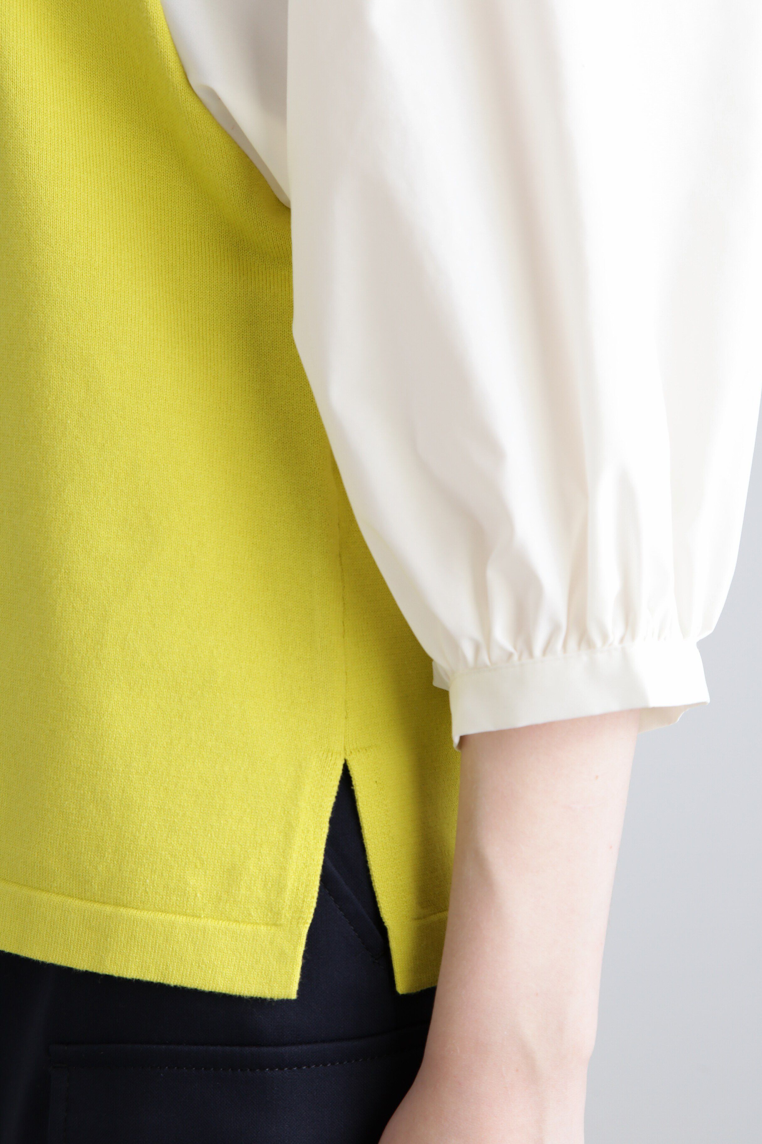  「◆ボリュームスリーブコンビ ニットプルオーバー」|ニット・セーター|