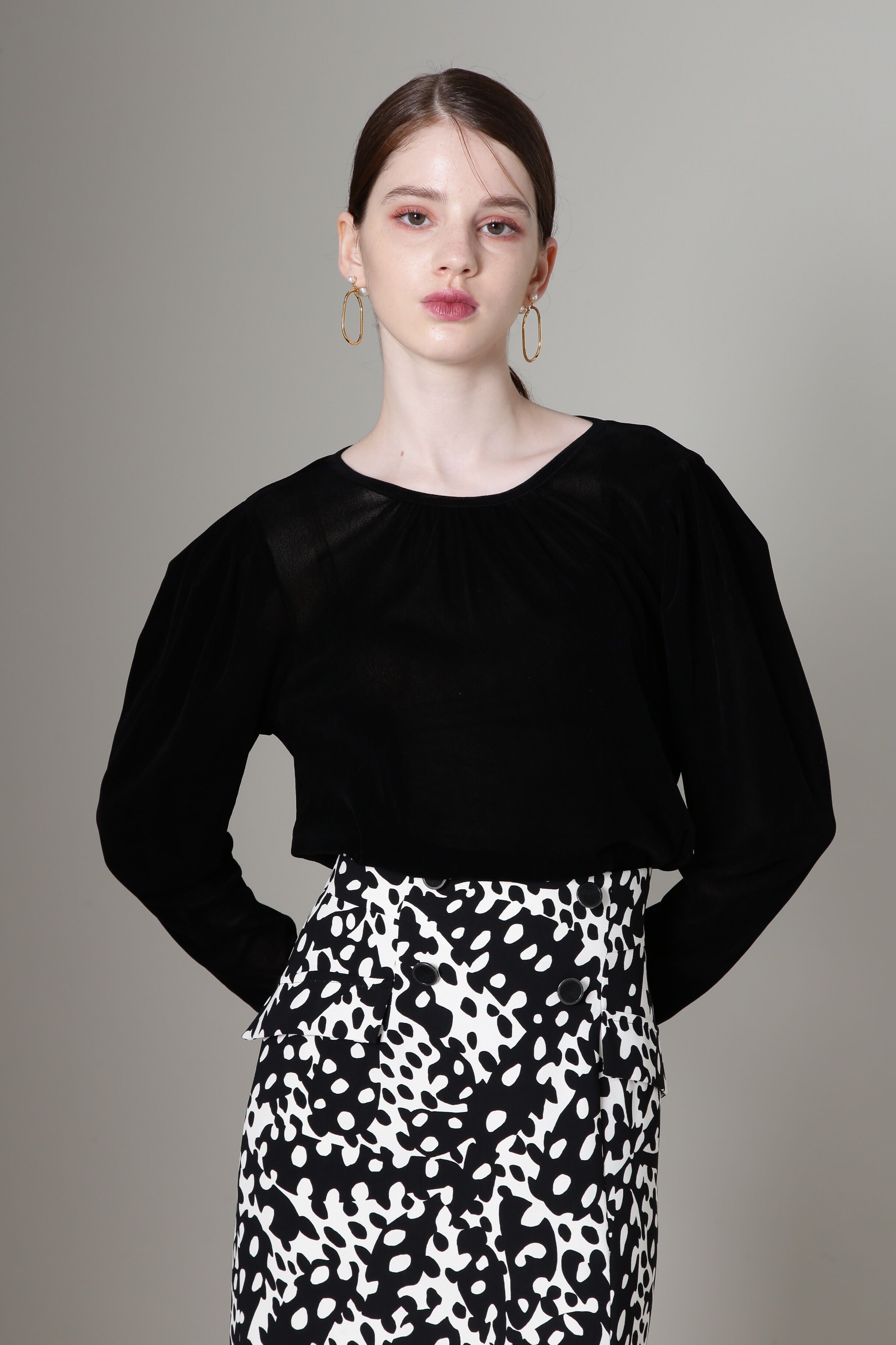  「◆チュールフロッキーパフスリーブプルオーバー」|Tシャツ・カットソー|