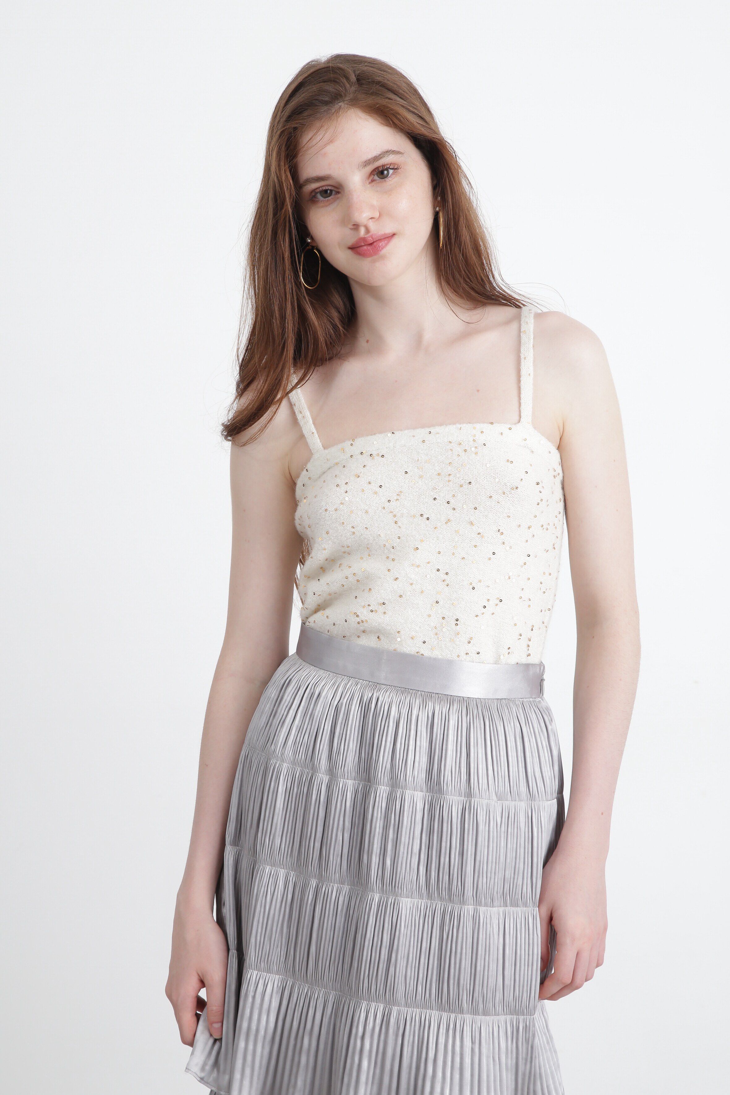  「◆スパンコールニットベアトップ」|ニット・セーター|エクリュ1