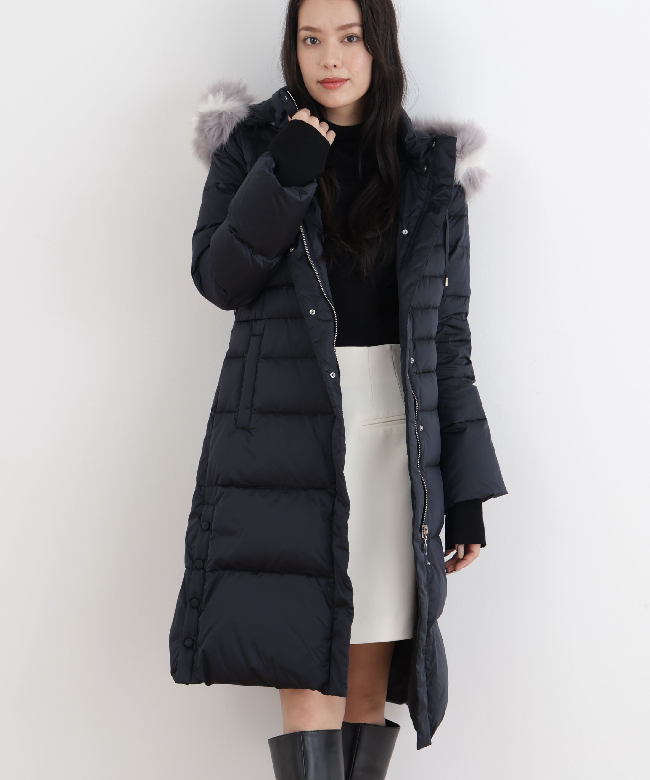  「タフタロングダウンコート」|その他|ネイビー