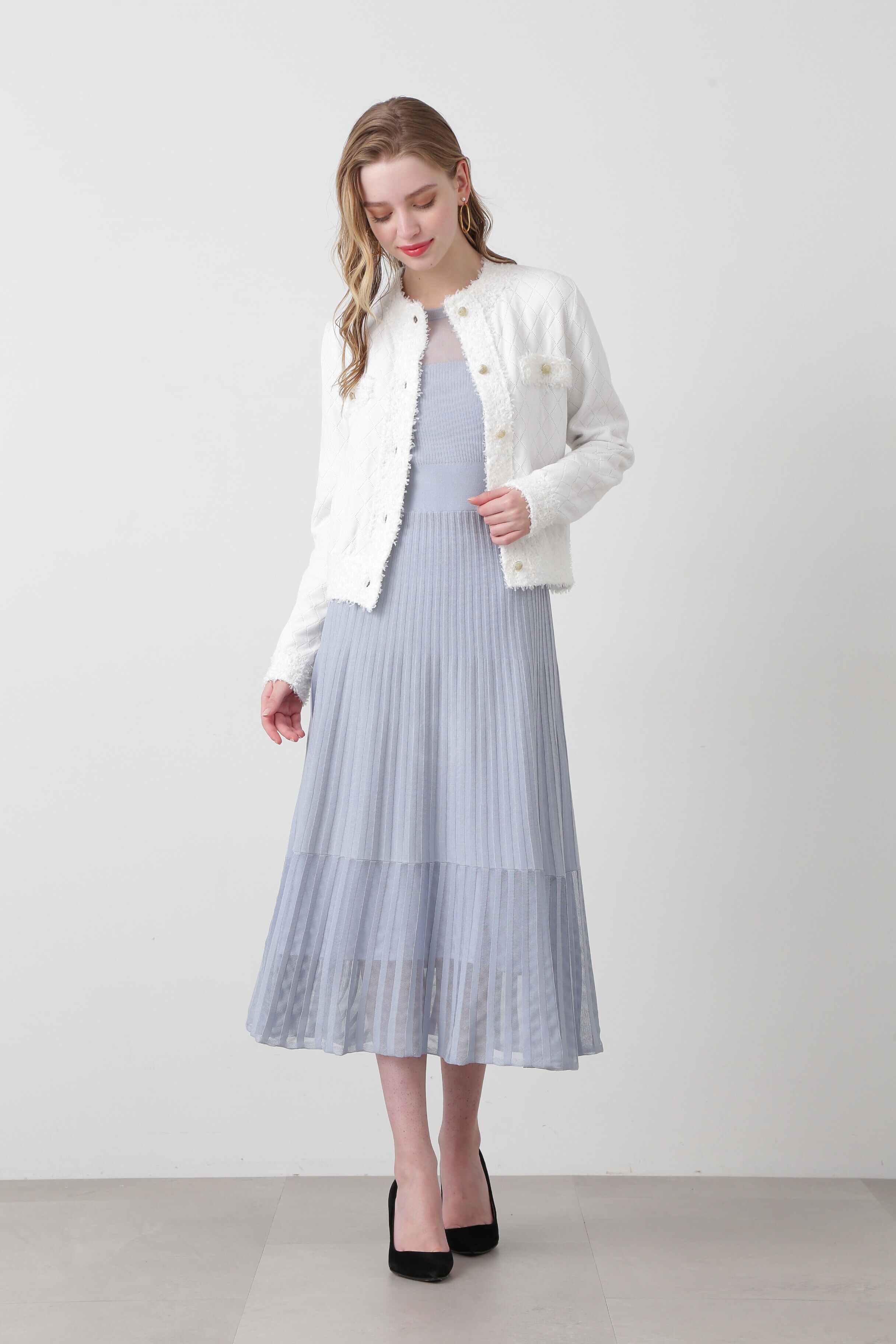  「◆シアーコンビフレアーニットワンピース」|ワンピース|