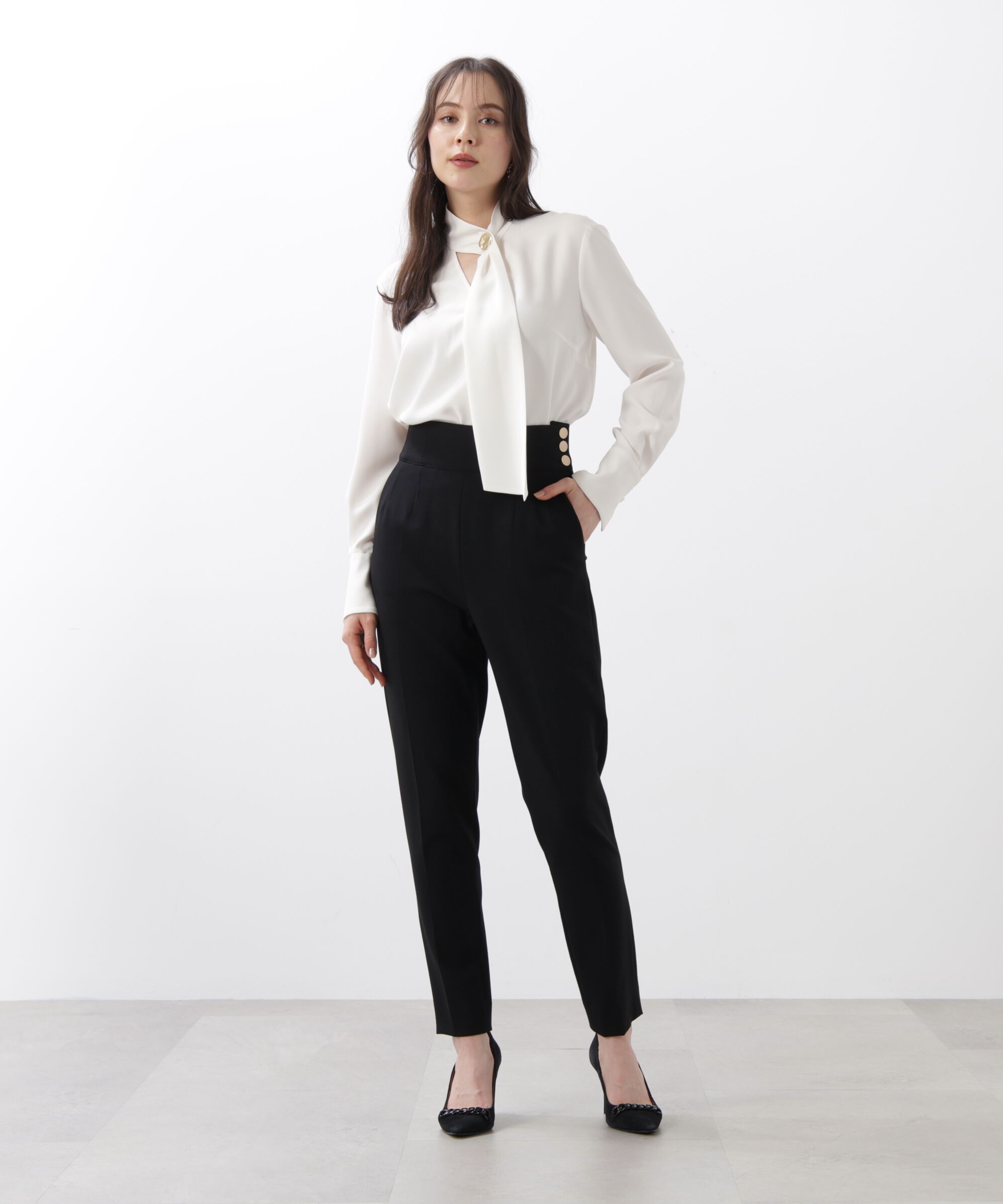  「◆メタル釦ボウタイブラウス」|シャツ・ブラウス|