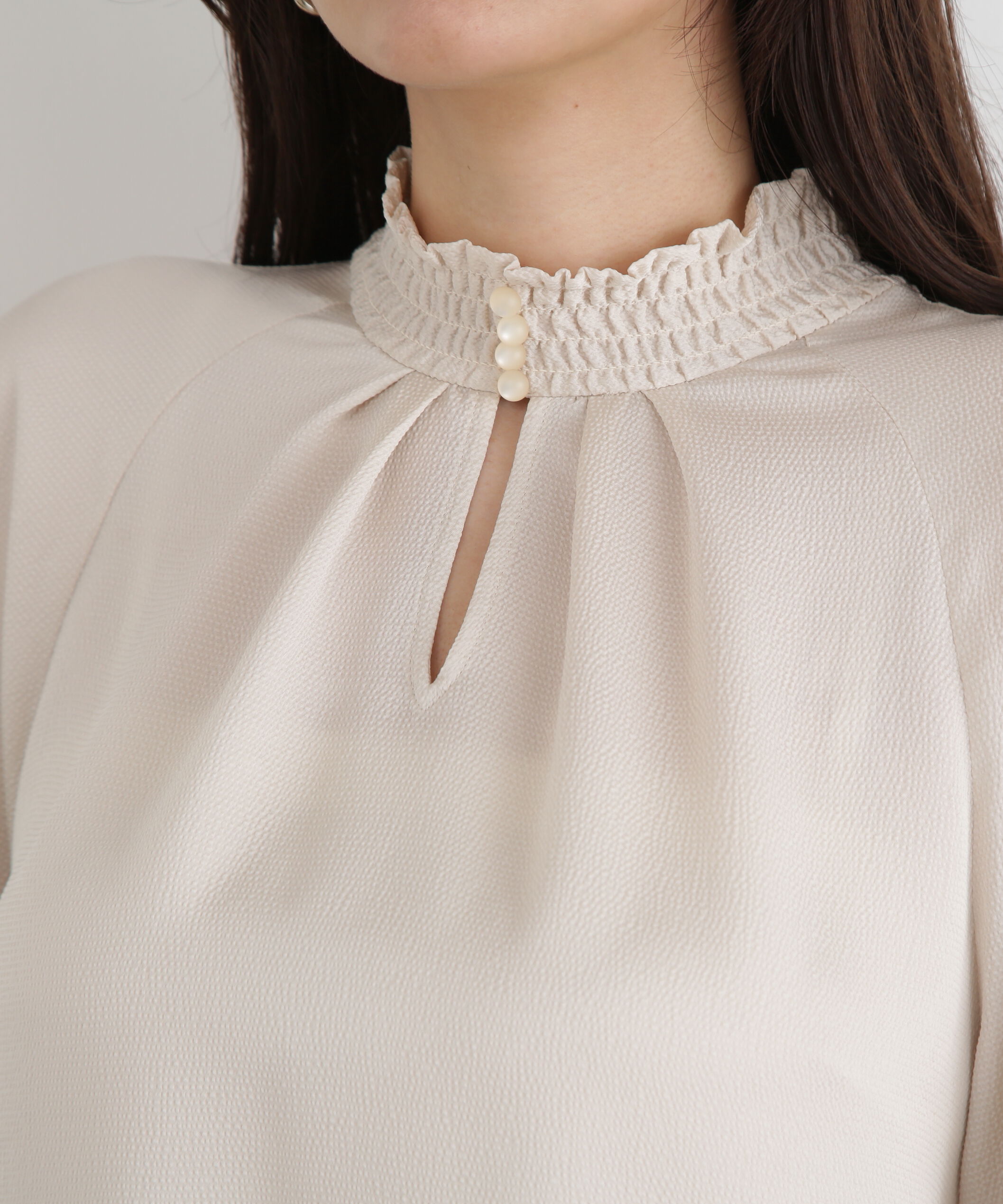  「◆シャーリングネックギャザーブラウス」|シャツ・ブラウス|