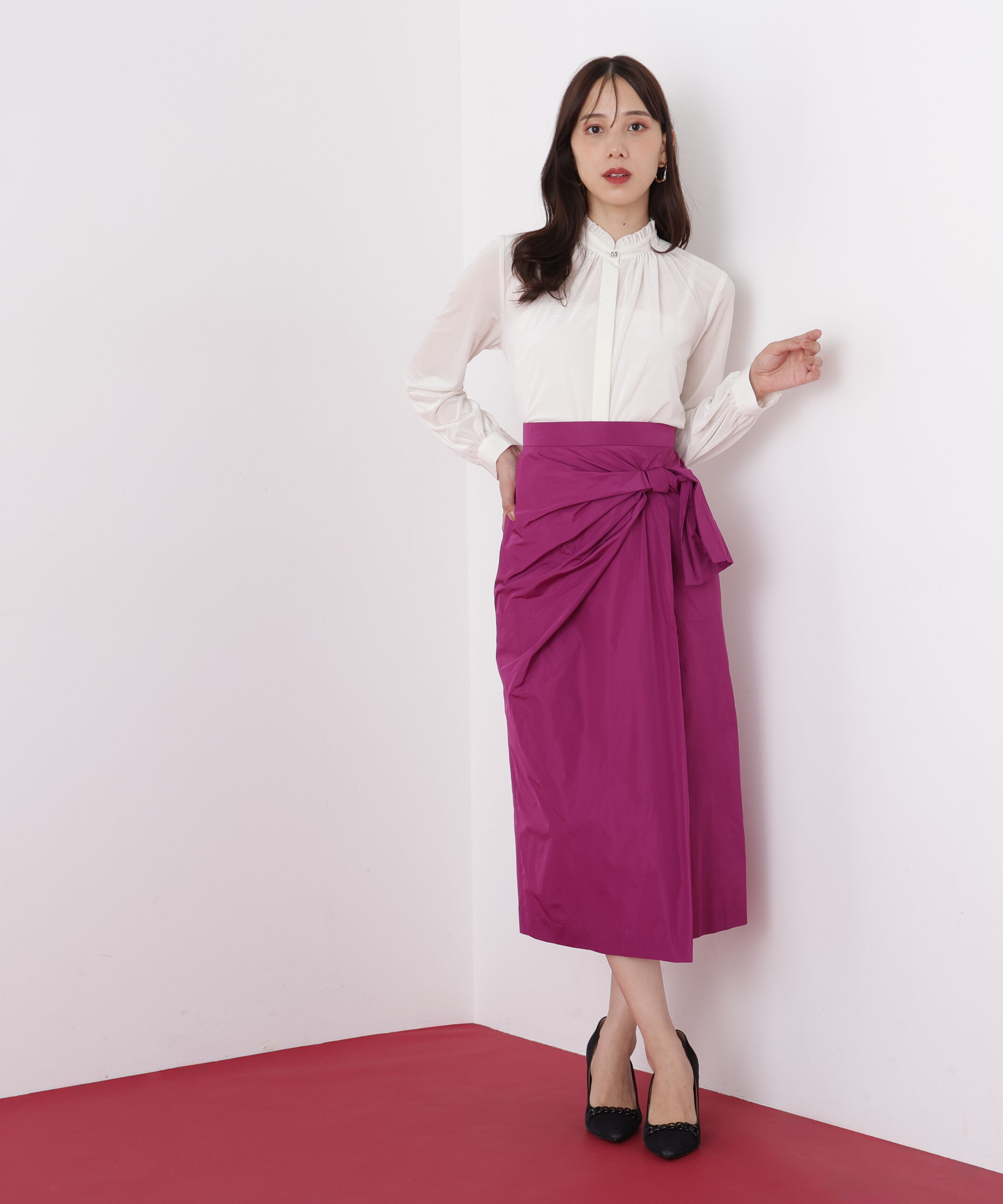  「◆ベルベットコンビギャザーブラウス」|シャツ・ブラウス|