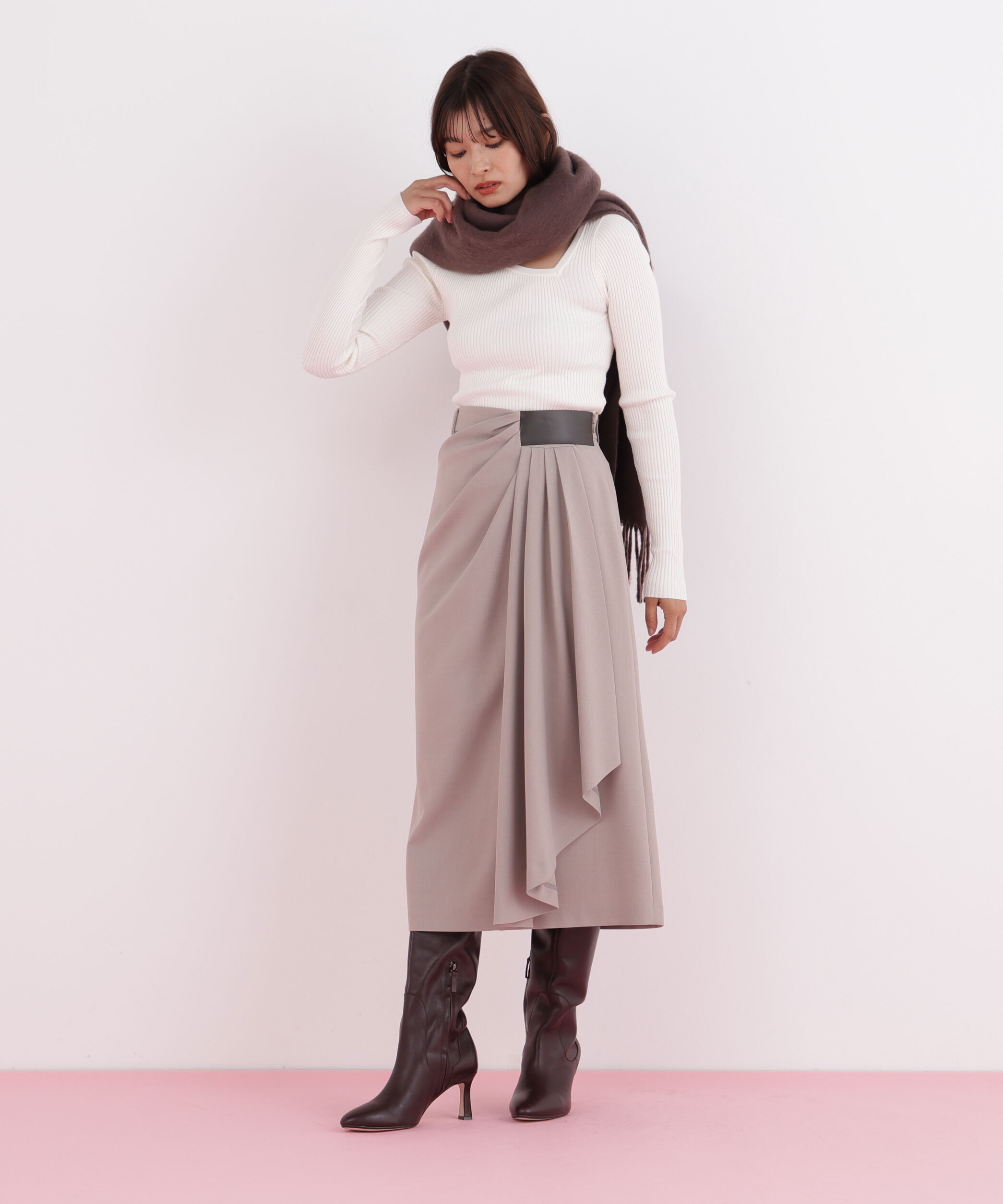 「サイドパッチタックスカート」|スカート|