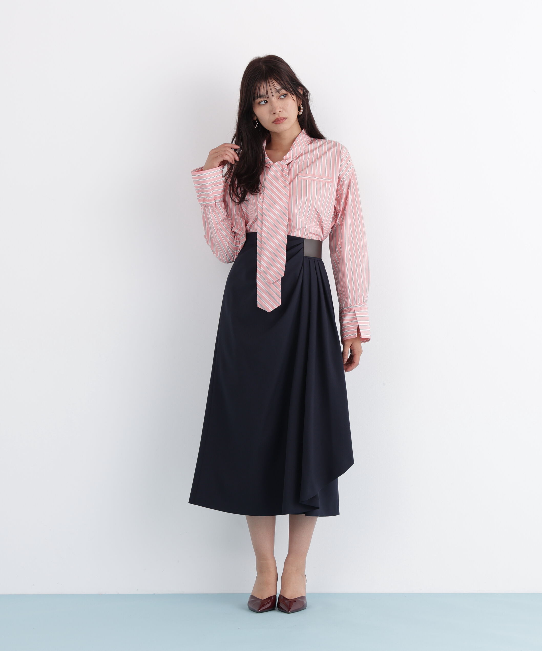  「サイドパッチタックスカート」|スカート|