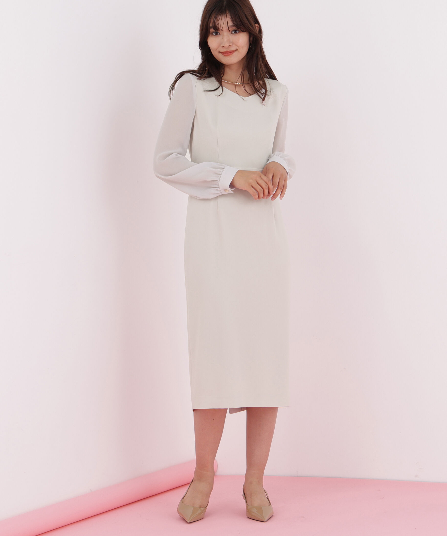  「ダイヤモンドネックコンビワンピース」|ワンピース|