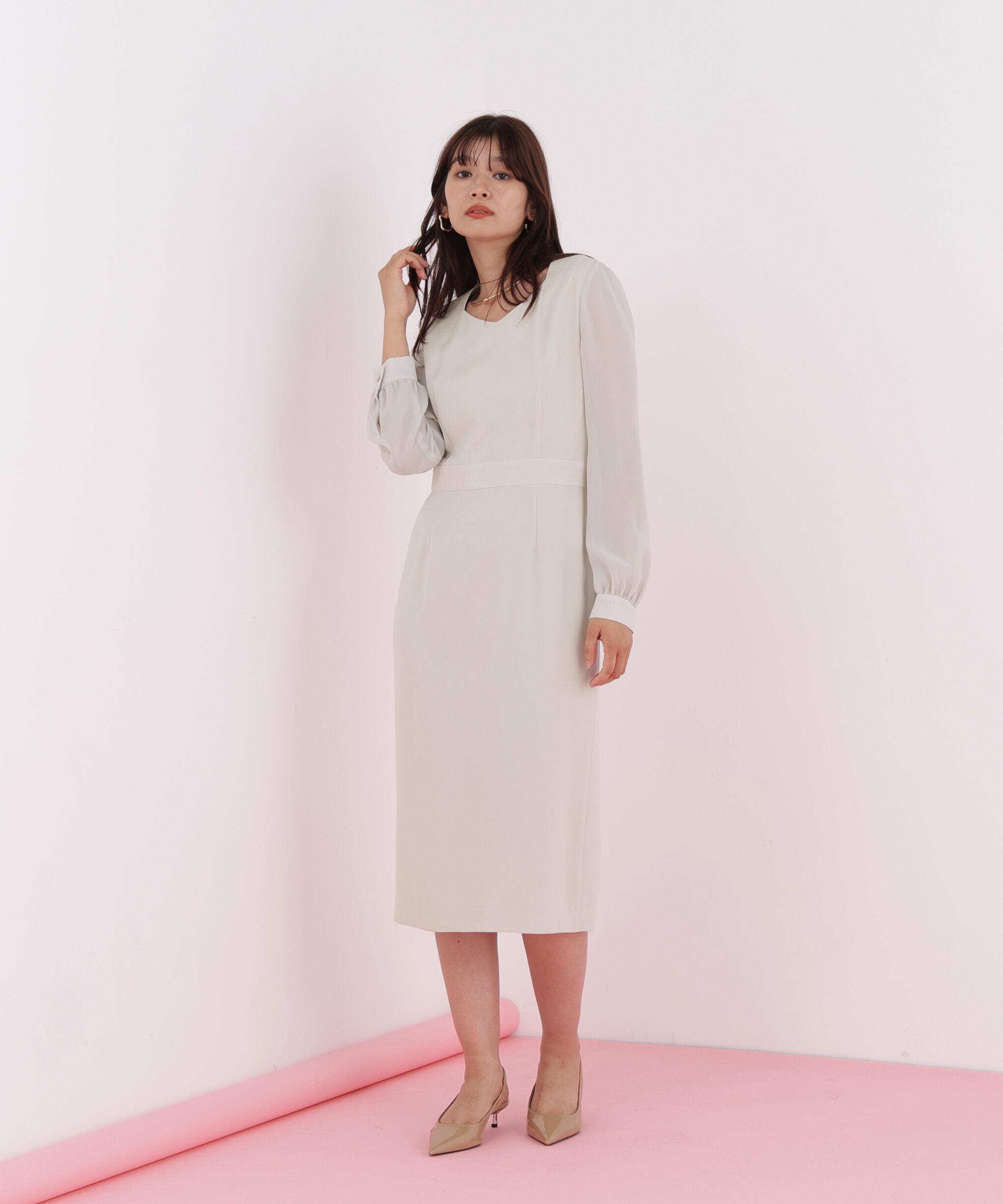  「ダイヤモンドネックコンビワンピース」|ワンピース|