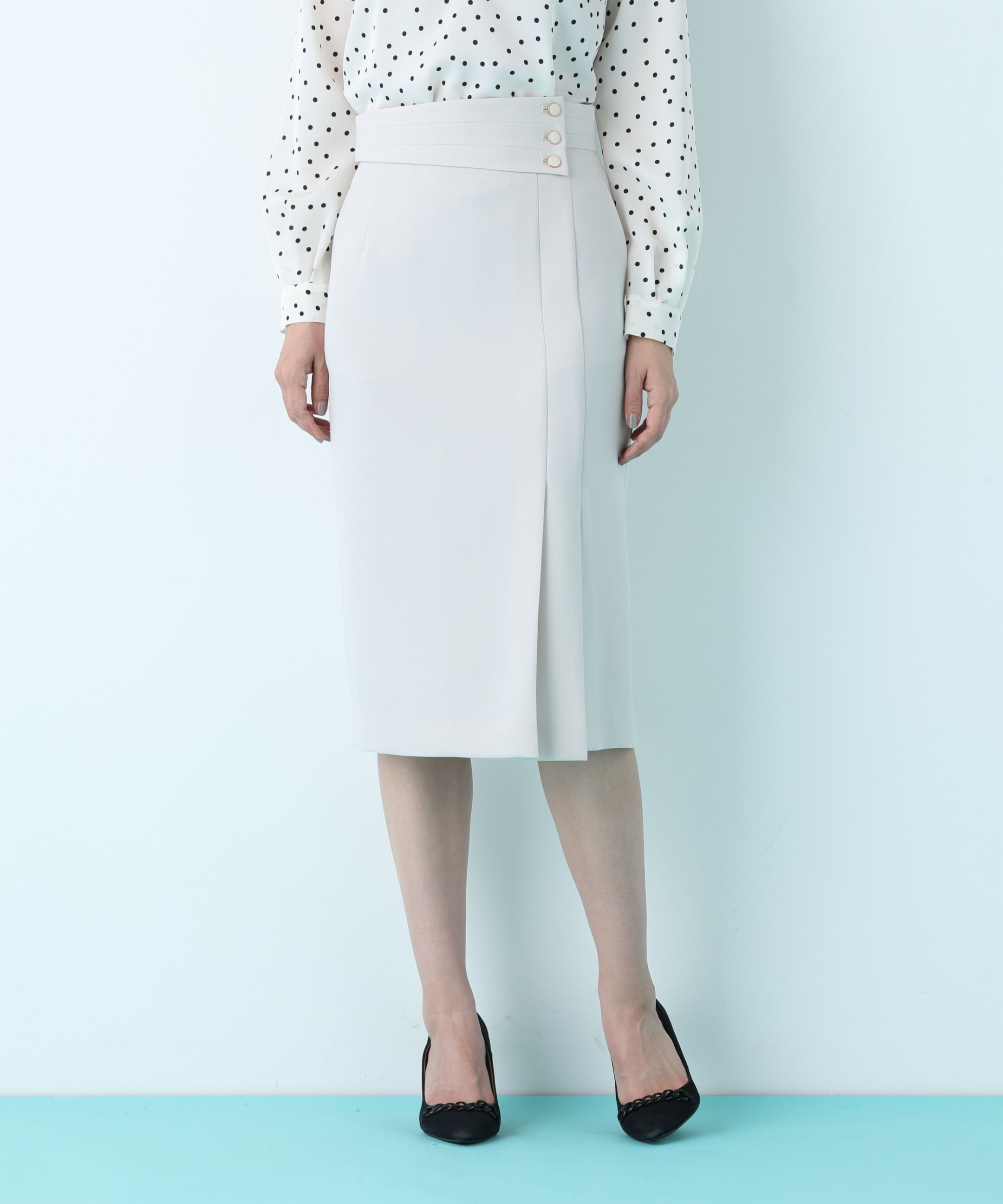  「アシンメトリックボタンラップスカート」|スカート|