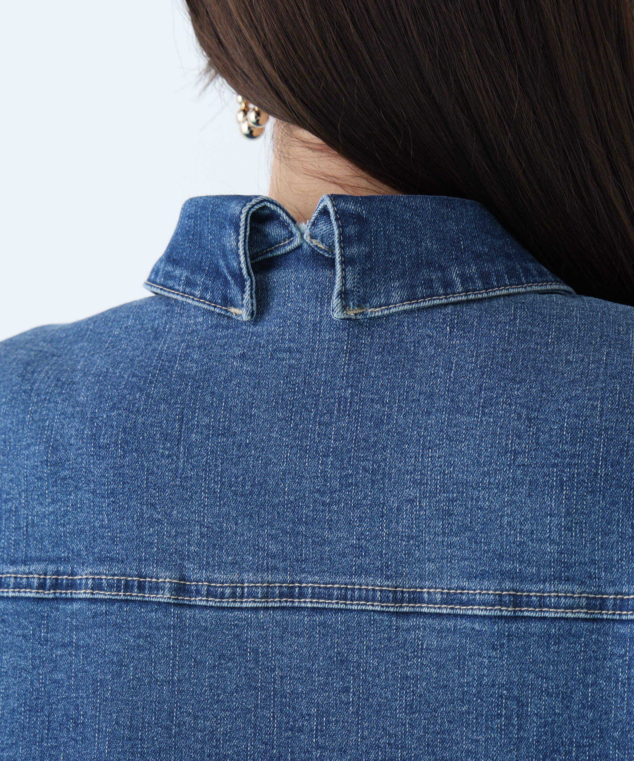  「ルーズカラーデニムジャケット」|ブルゾン・スタジャン|