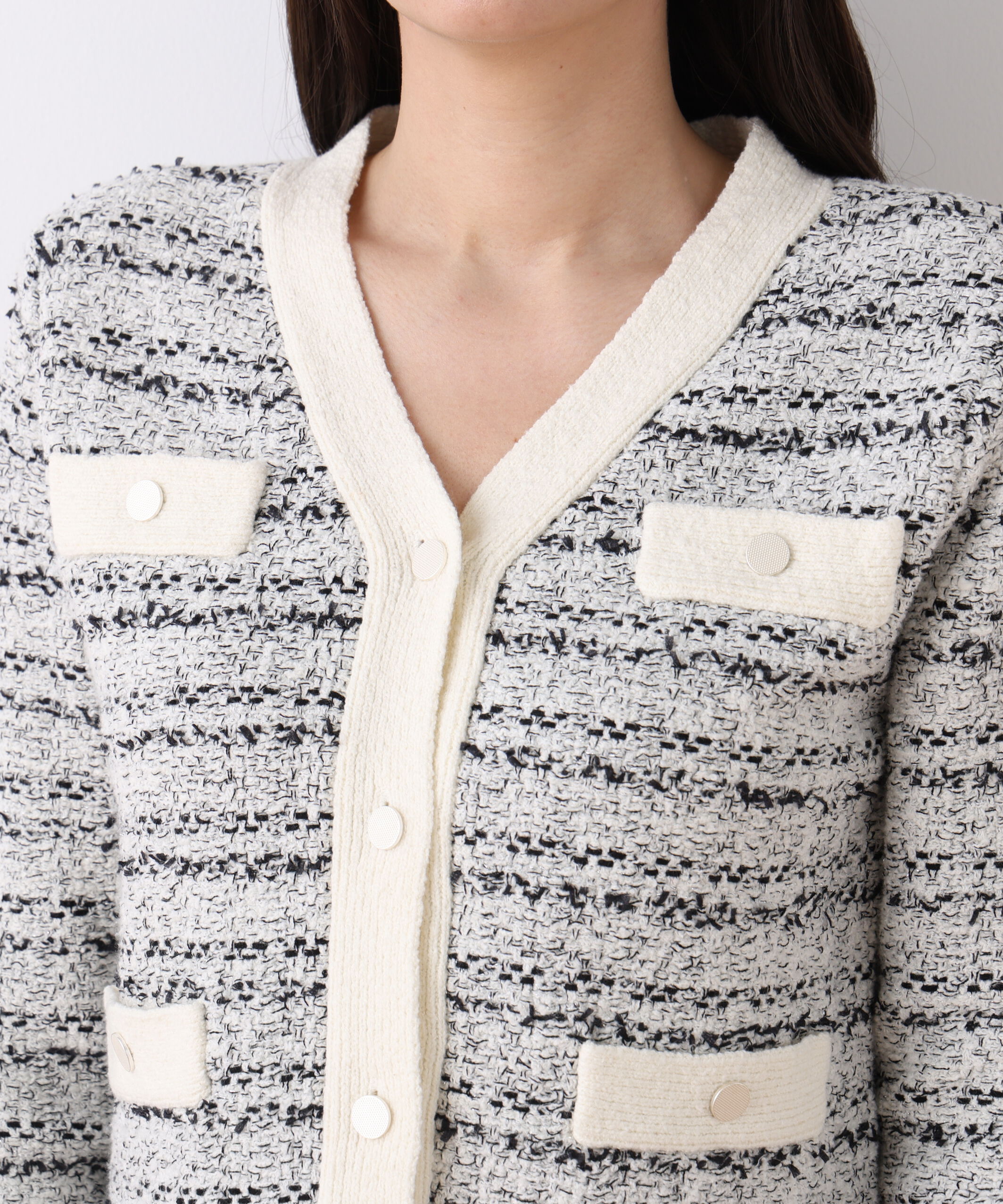  「ブークレーツイードＶネックカーディガン」|その他|