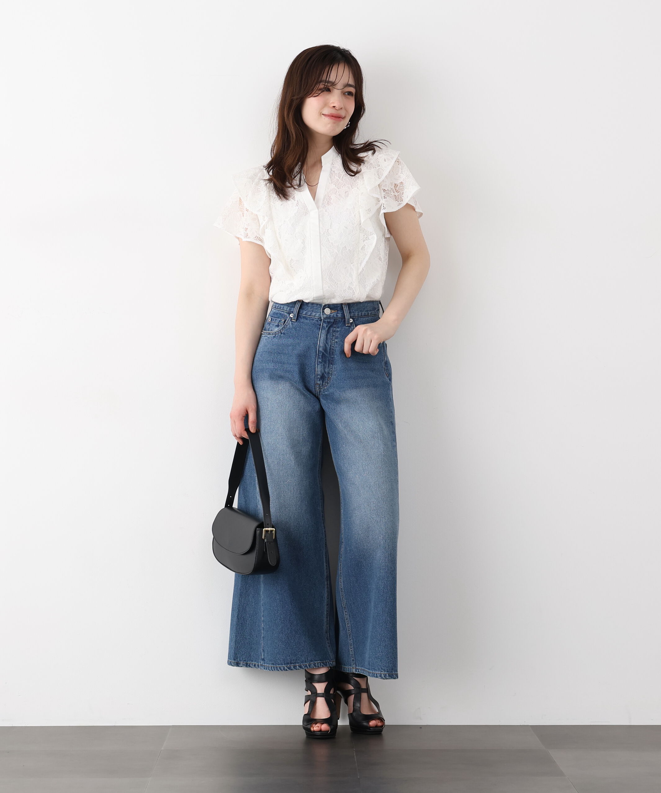  「フラワーレースコンビブラウス」|シャツ・ブラウス|