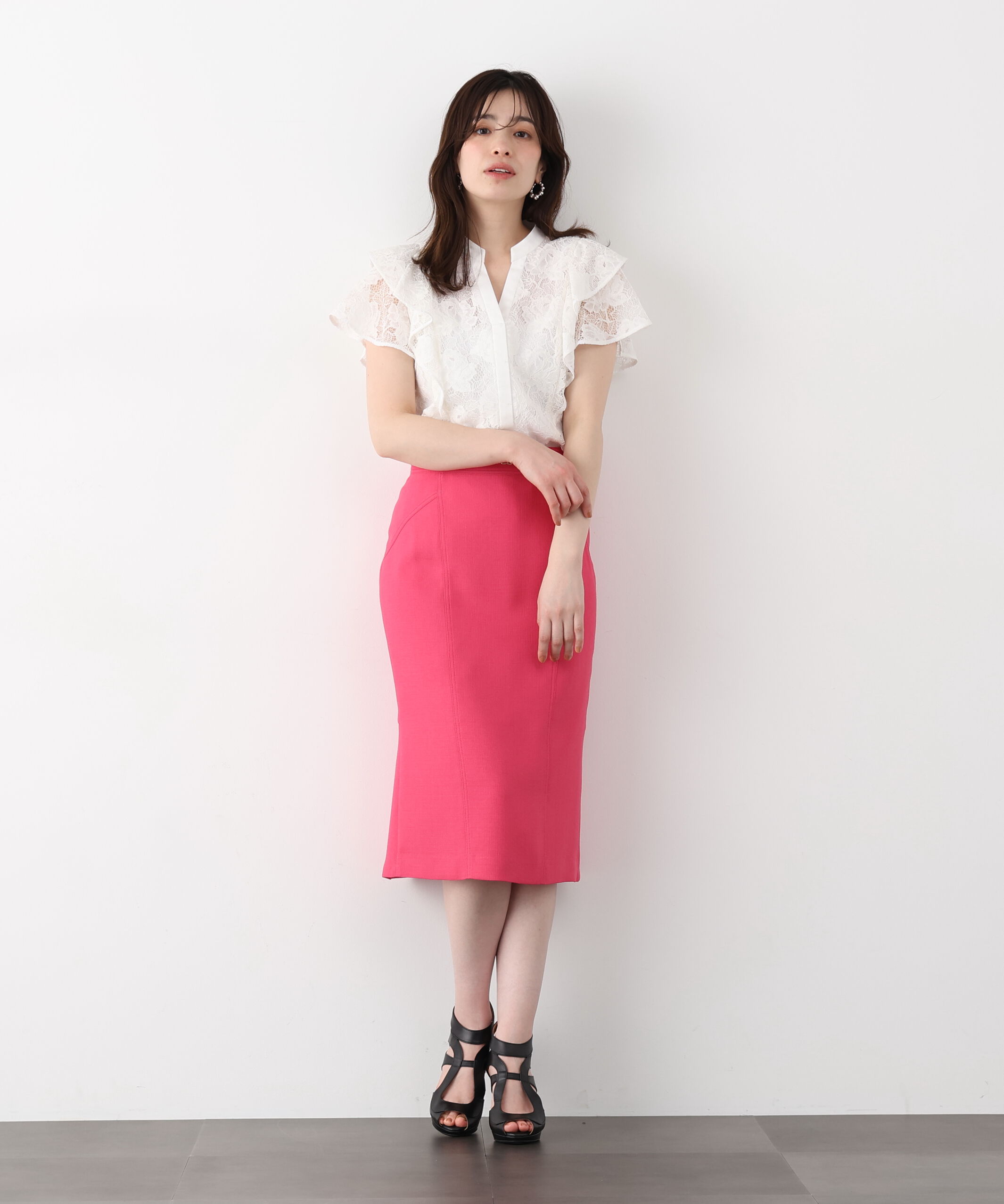  「フラワーレースコンビブラウス」|シャツ・ブラウス|