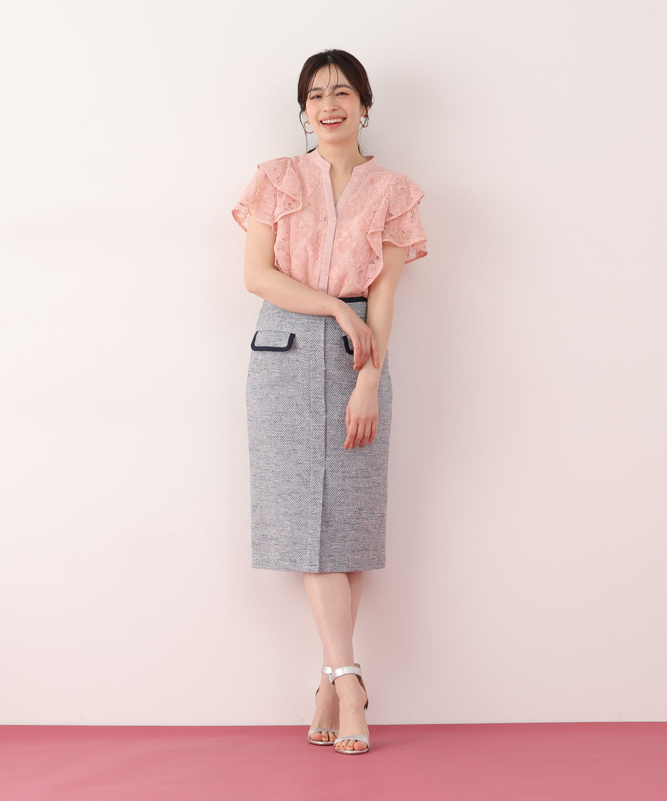  「フラワーレースコンビブラウス」|シャツ・ブラウス|