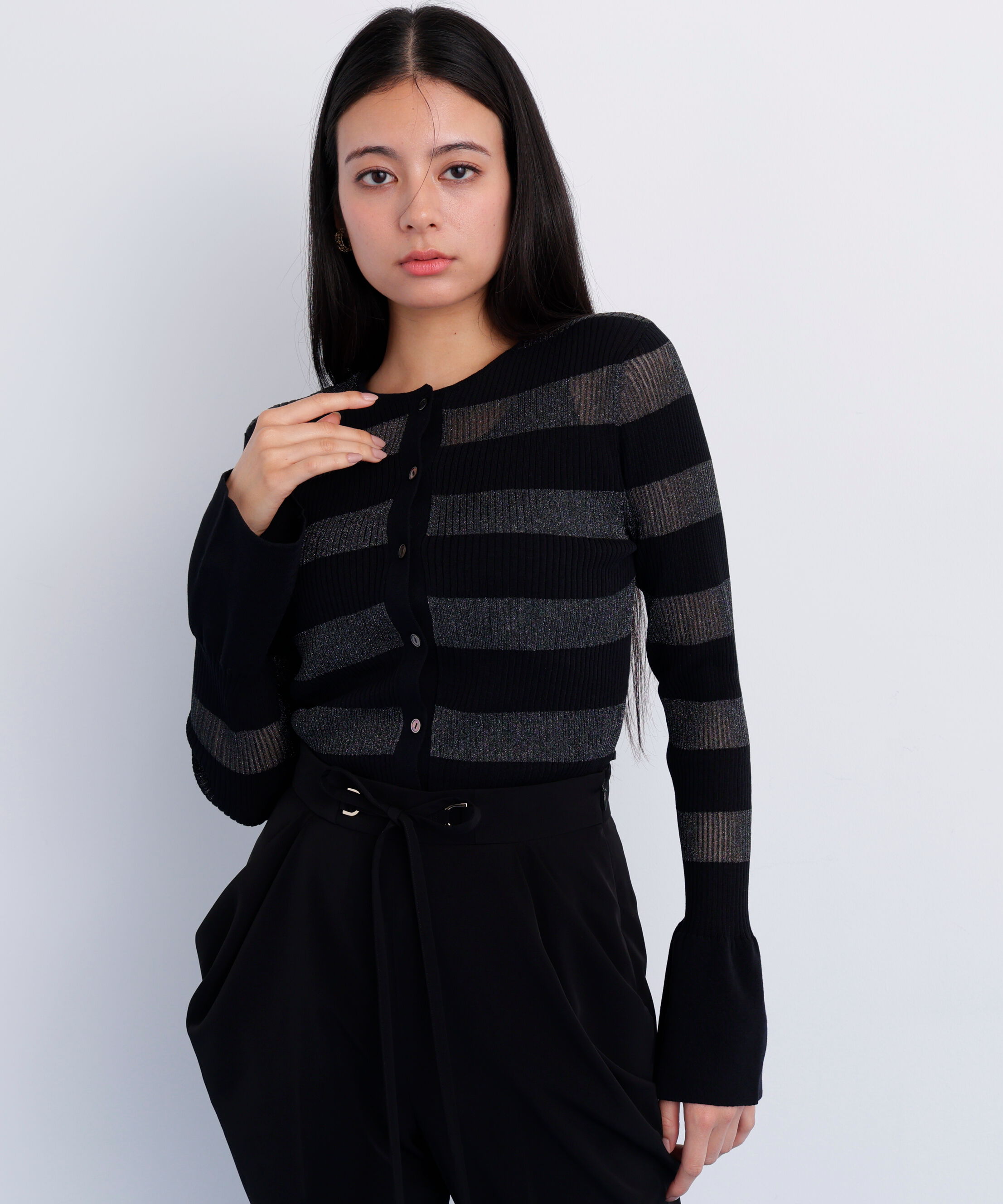  「［美香さん着用］リブシアーボーダーカーディガン」|その他|