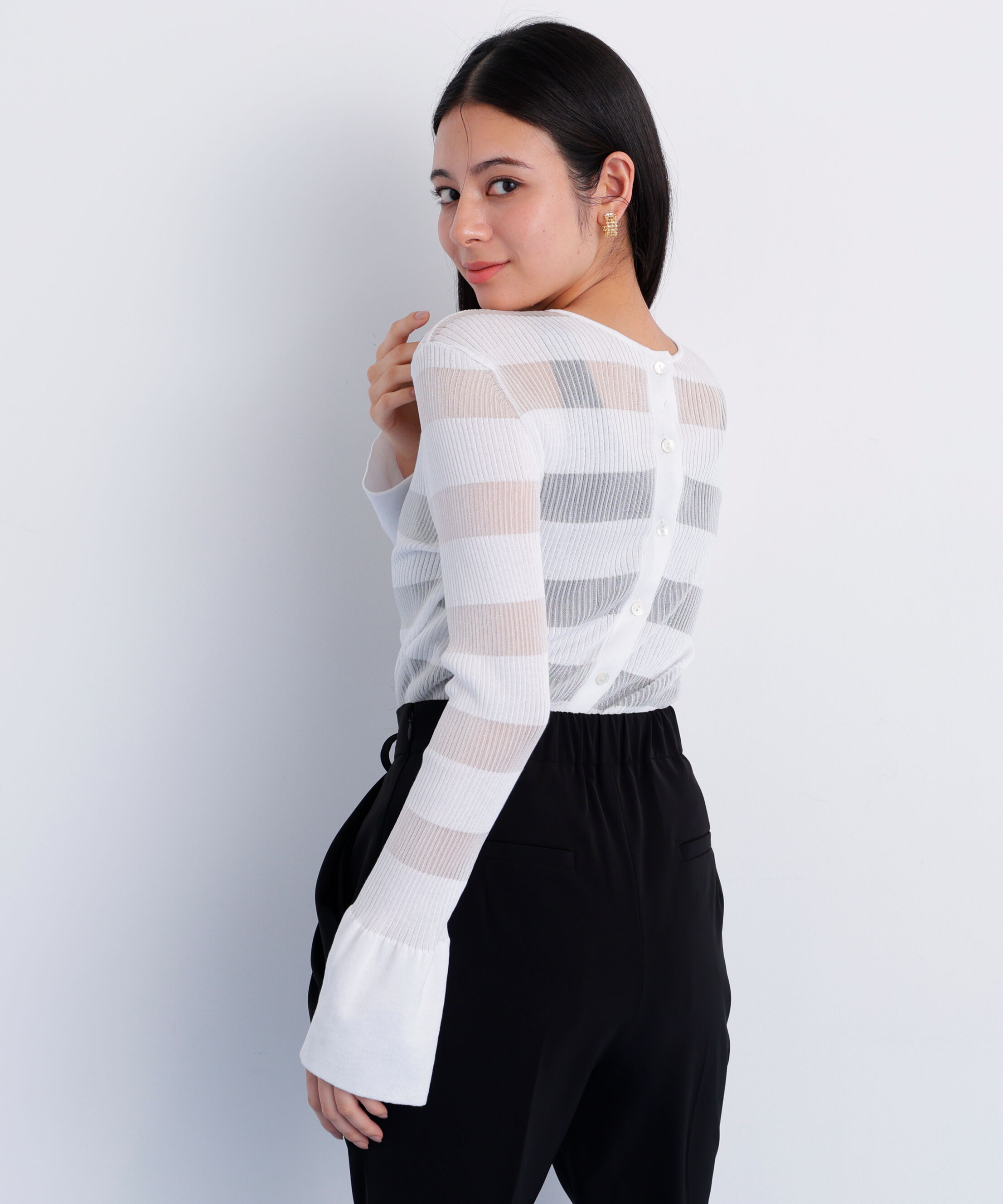  「［美香さん着用］リブシアーボーダーカーディガン」|その他|