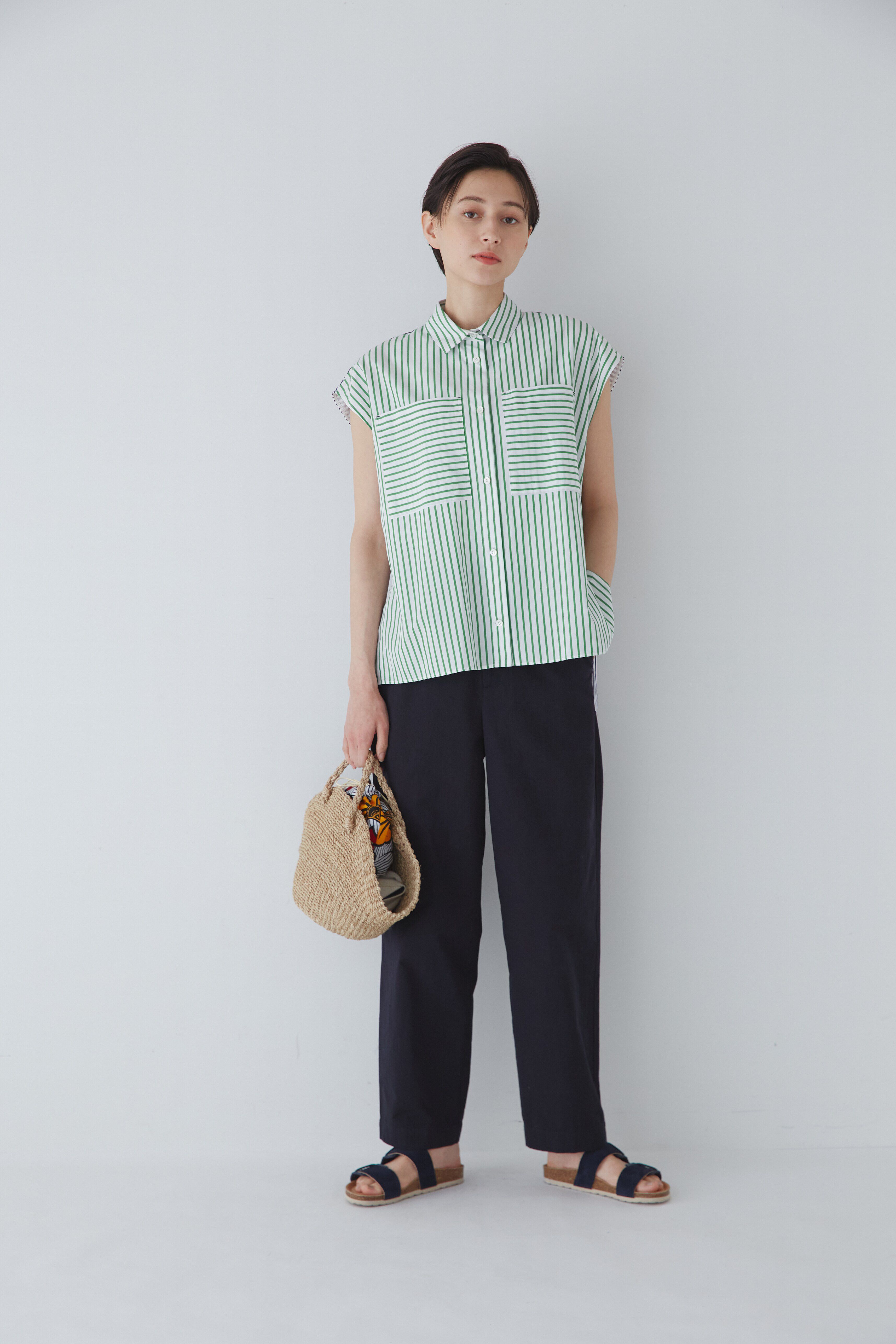  「◆バイカラーストライプブラウス」|シャツ・ブラウス|