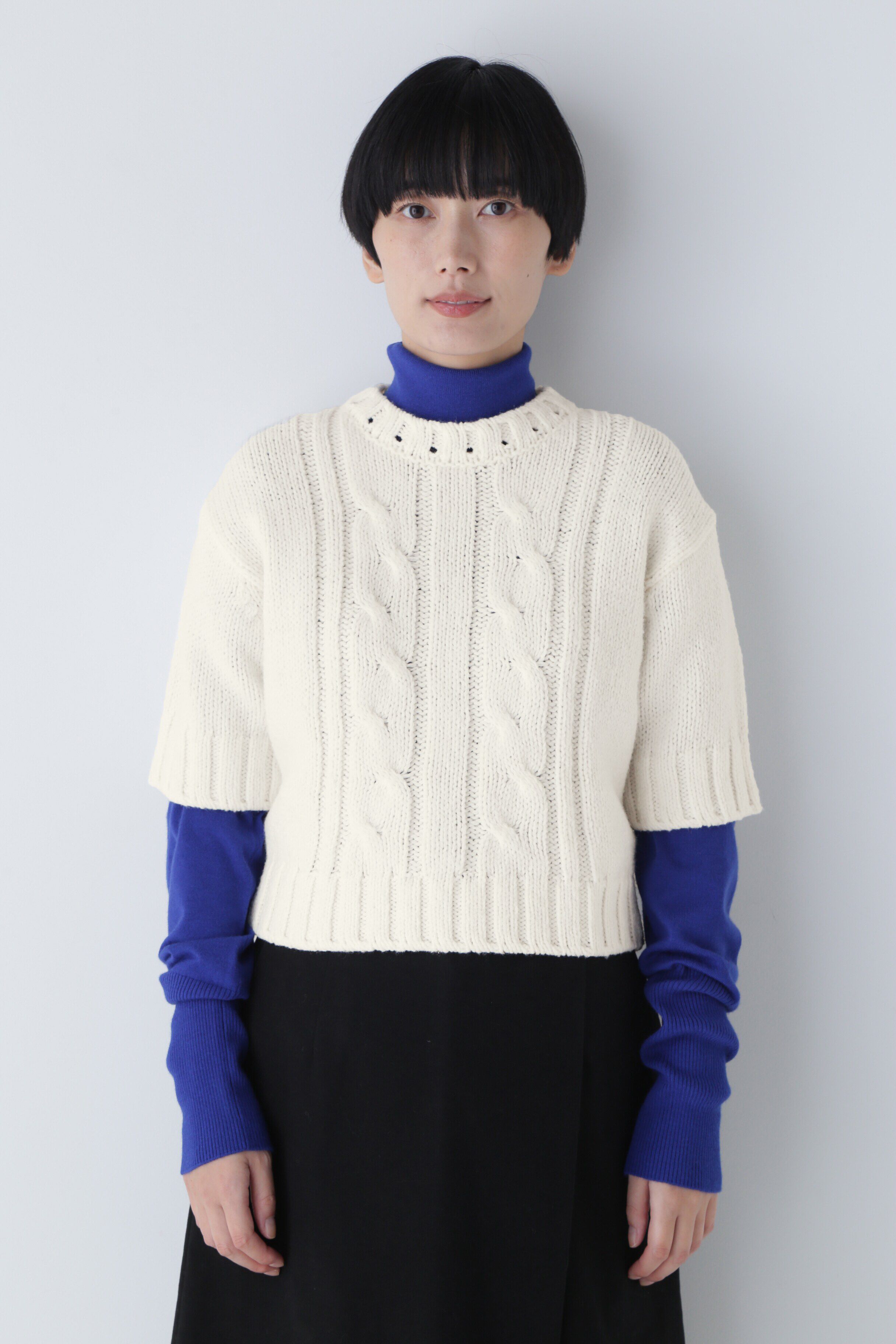  「◆ハーフスリーブ　ブークレニットプルオーバー」|ニット・セーター|