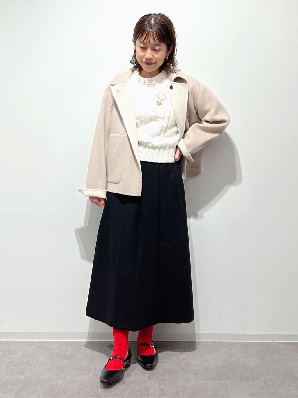  「◆ハーフスリーブ　ブークレニットプルオーバー」|ニット・セーター|