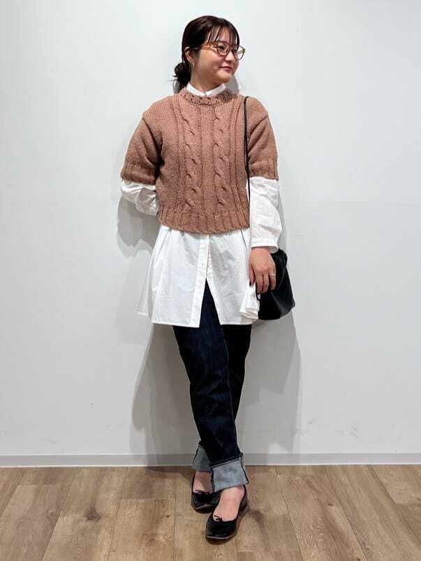  「◆ハーフスリーブ　ブークレニットプルオーバー」|ニット・セーター|