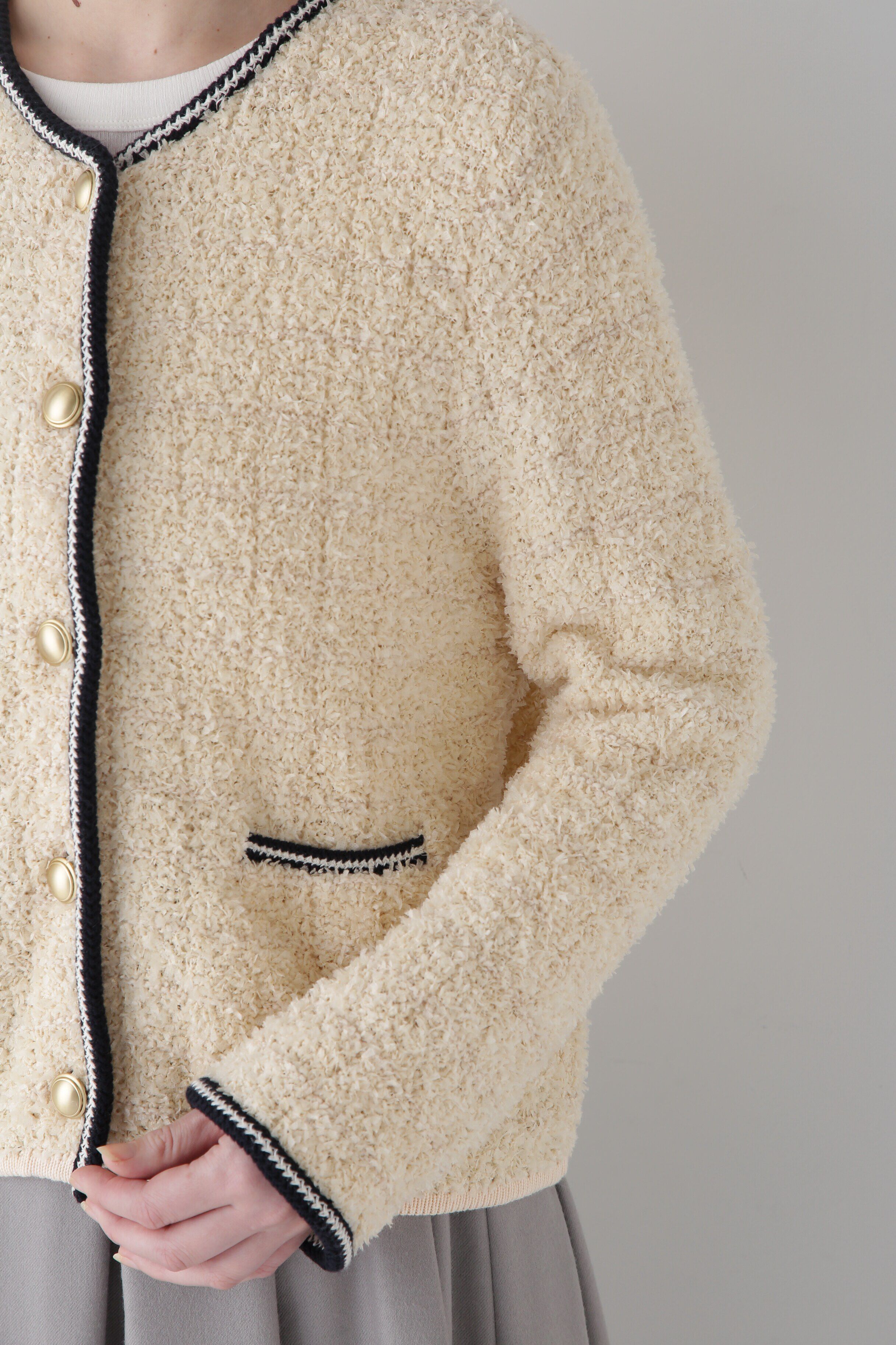  「◆花モールニットツイードジャケット」|ニット・セーター|