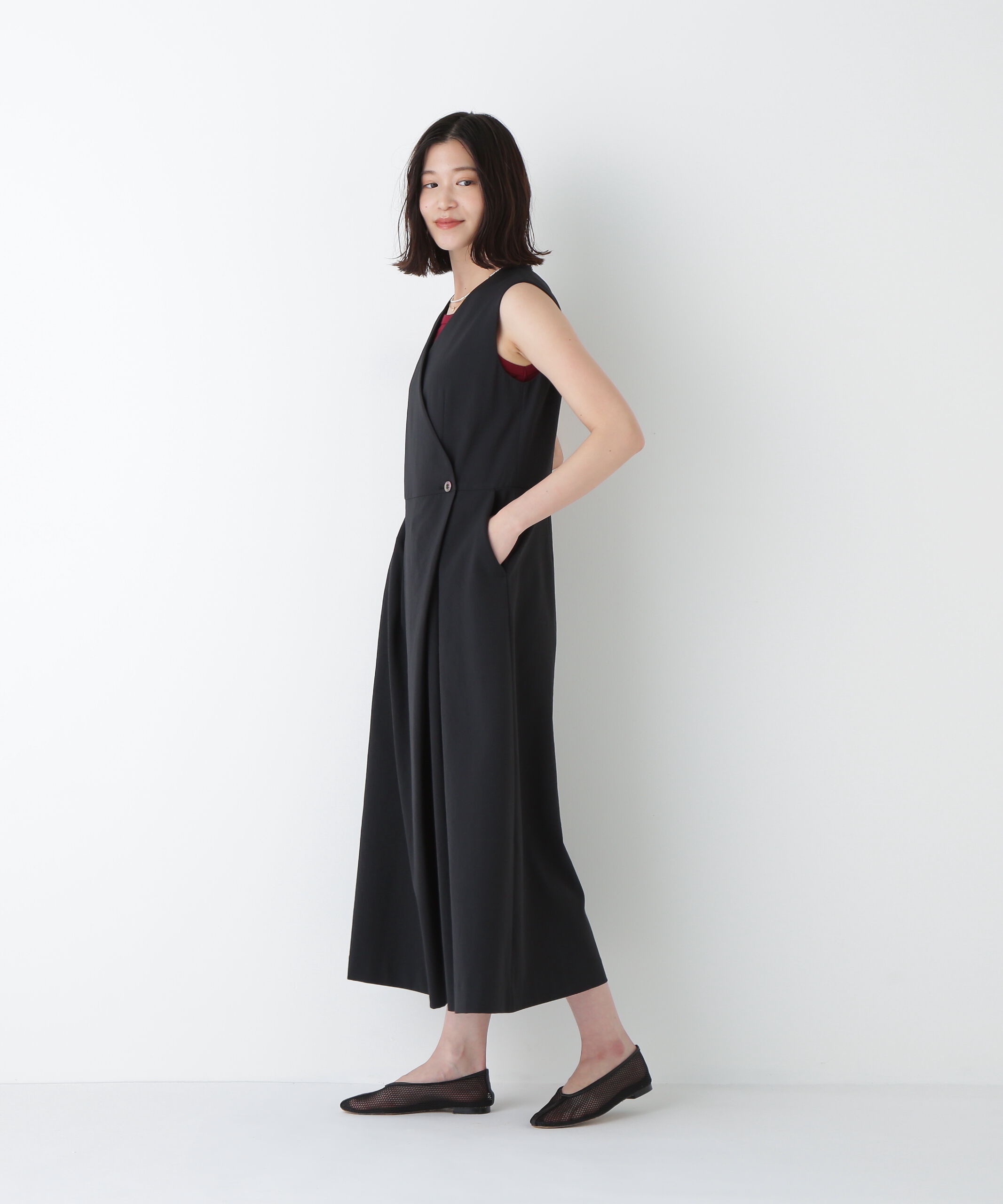  「◆Ｔ／ＴＡツイルラップ風ノースリーブワンピース」|ワンピース|