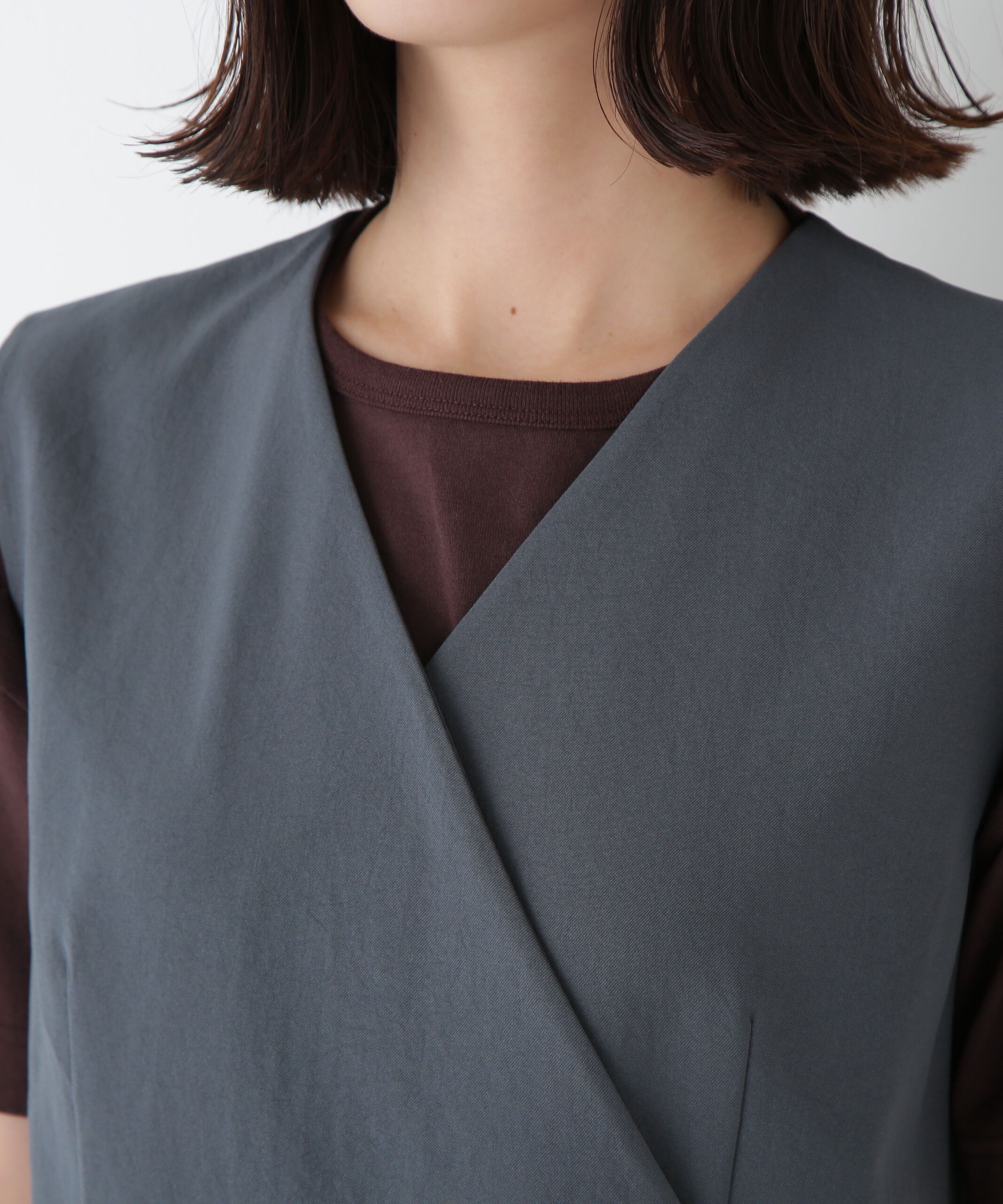  「◆Ｔ／ＴＡツイルラップ風ノースリーブワンピース」|ワンピース|