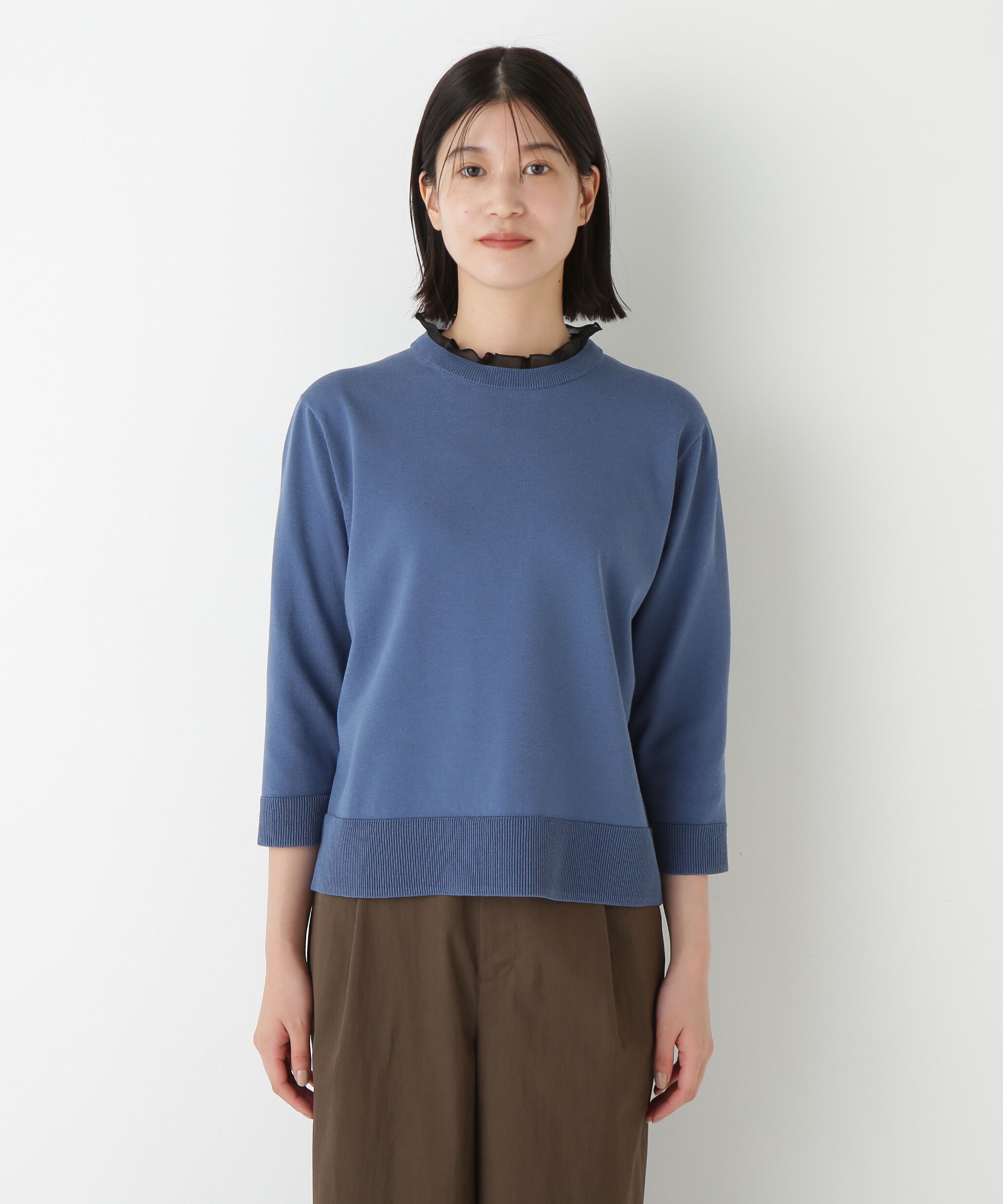  「◆綿ポリエステル取外し衿付プルオーバー」|ニット・セーター|