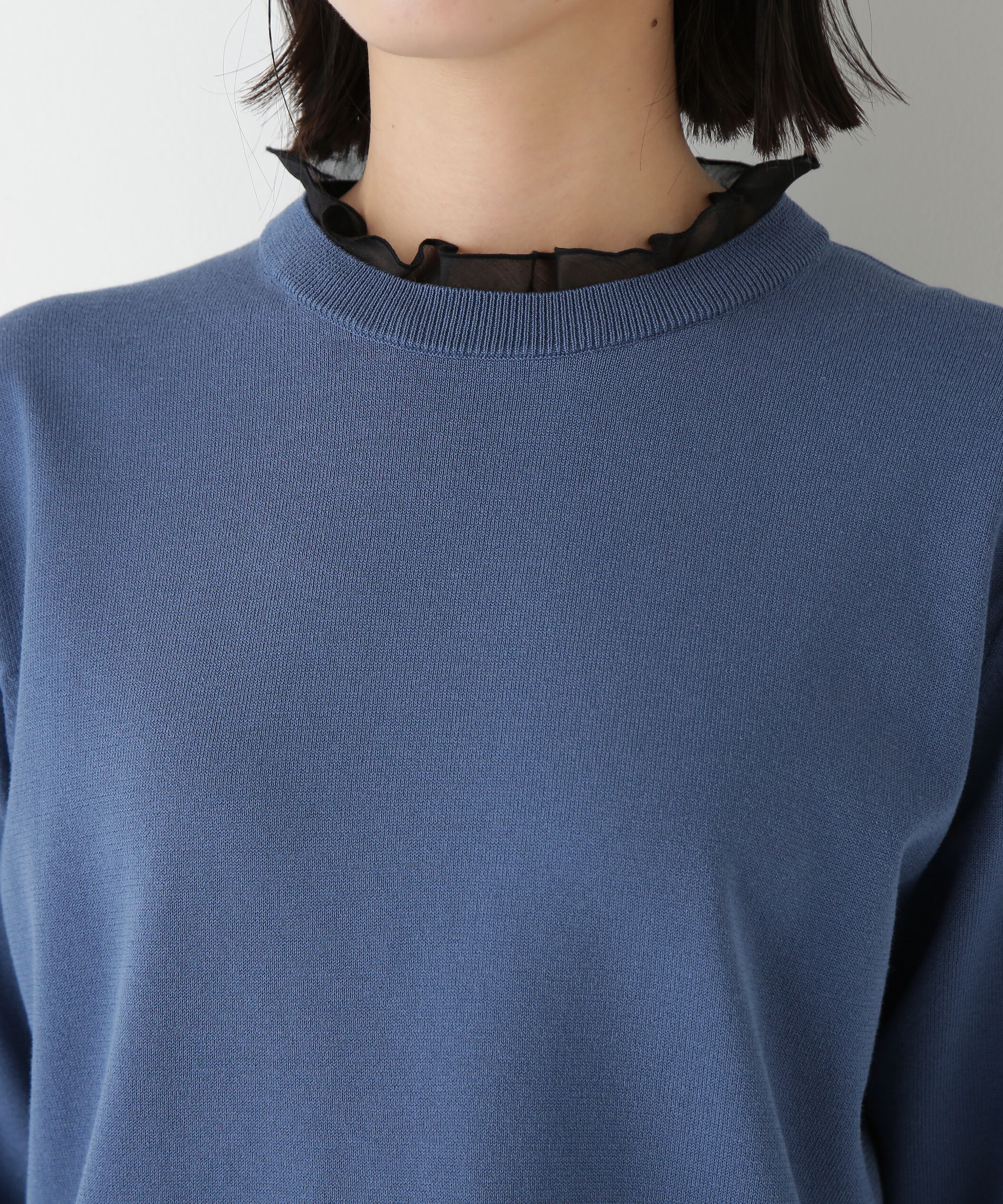  「◆綿ポリエステル取外し衿付プルオーバー」|ニット・セーター|