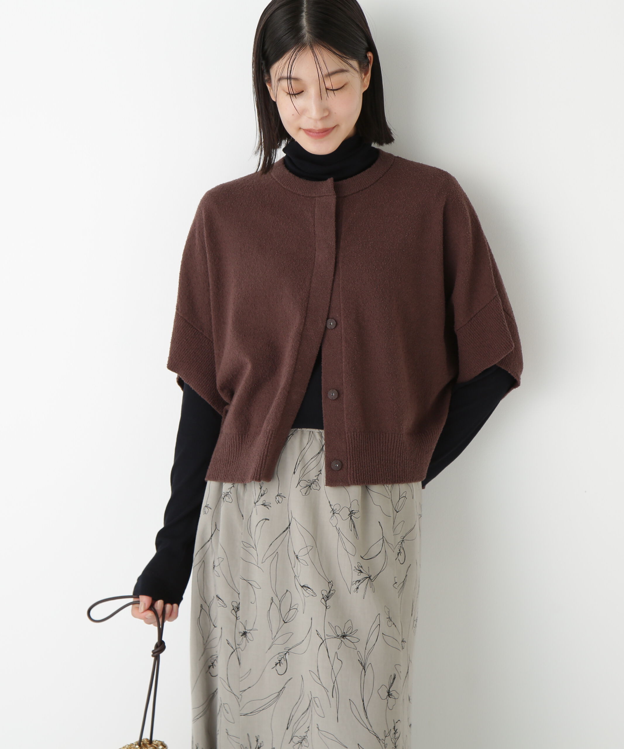  「◆綿ナイロンブークレ半袖カーディガン」|ニット・セーター|