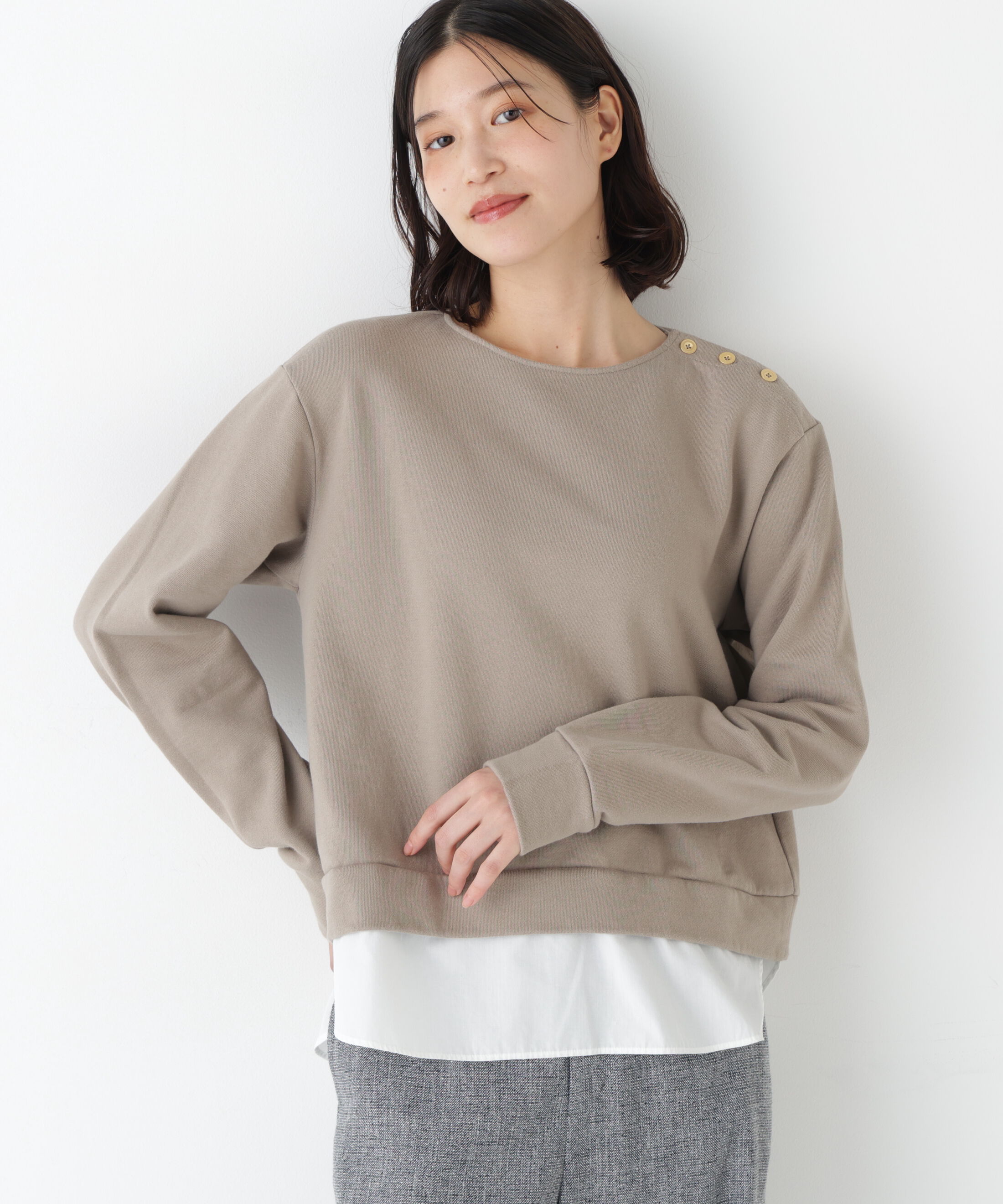  「◆シャツテールドッキングプルオーバー」|Tシャツ・カットソー|モカ1