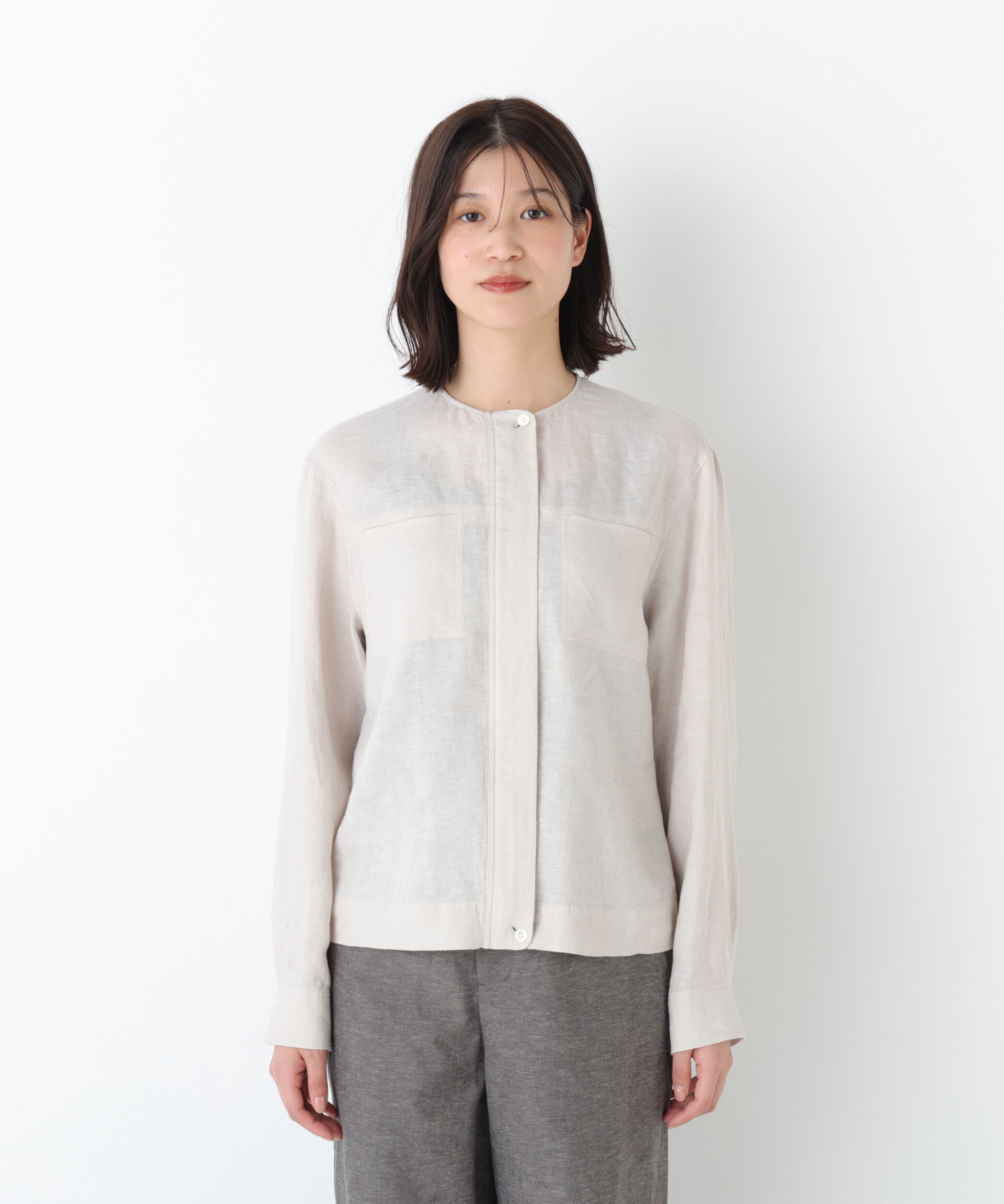  「◆ハードマンリネンノーカラーブルゾン」|ブルゾン・スタジャン|