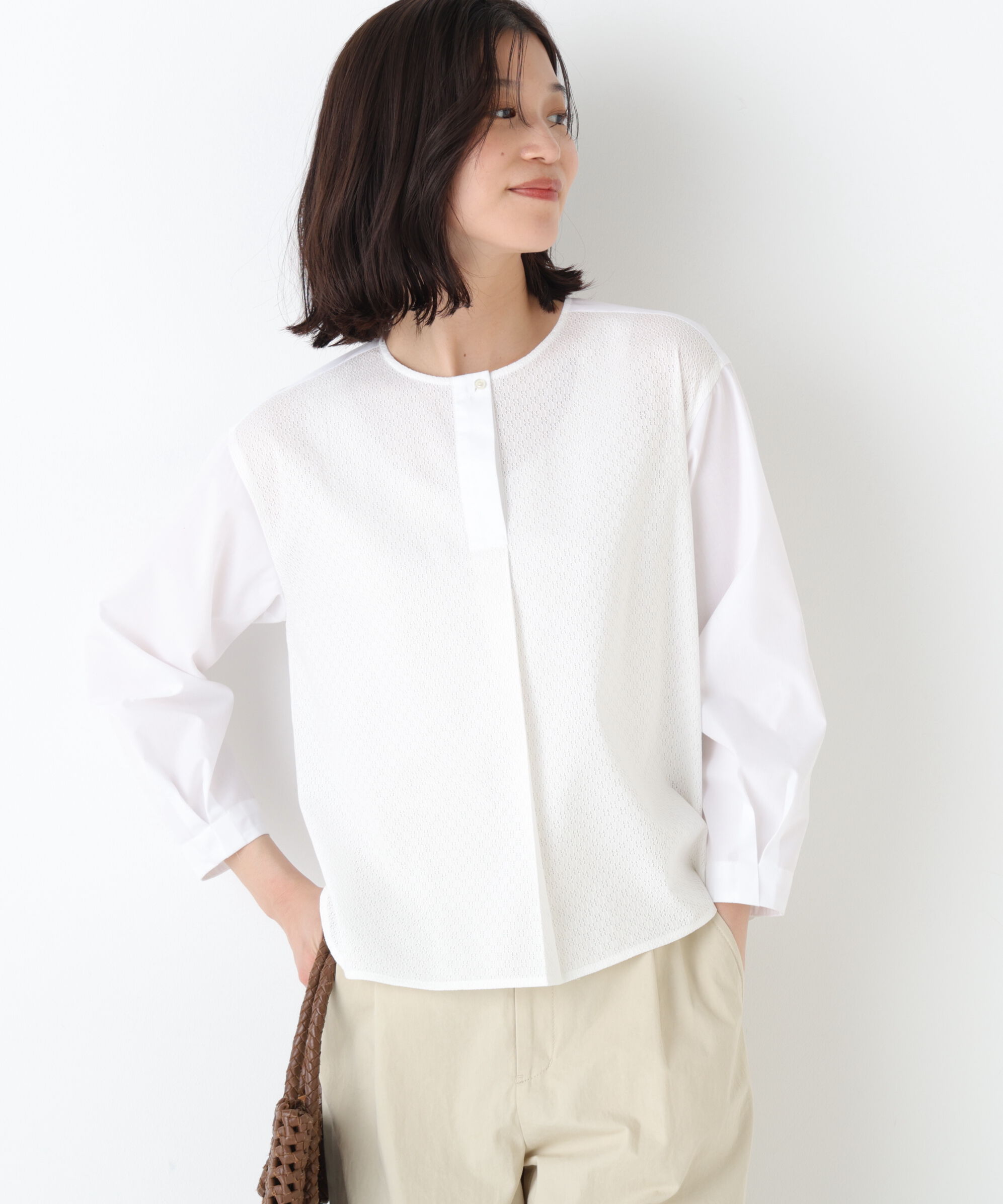  「◆カラミレーススキッパーブラウス」|シャツ・ブラウス|ホワイト