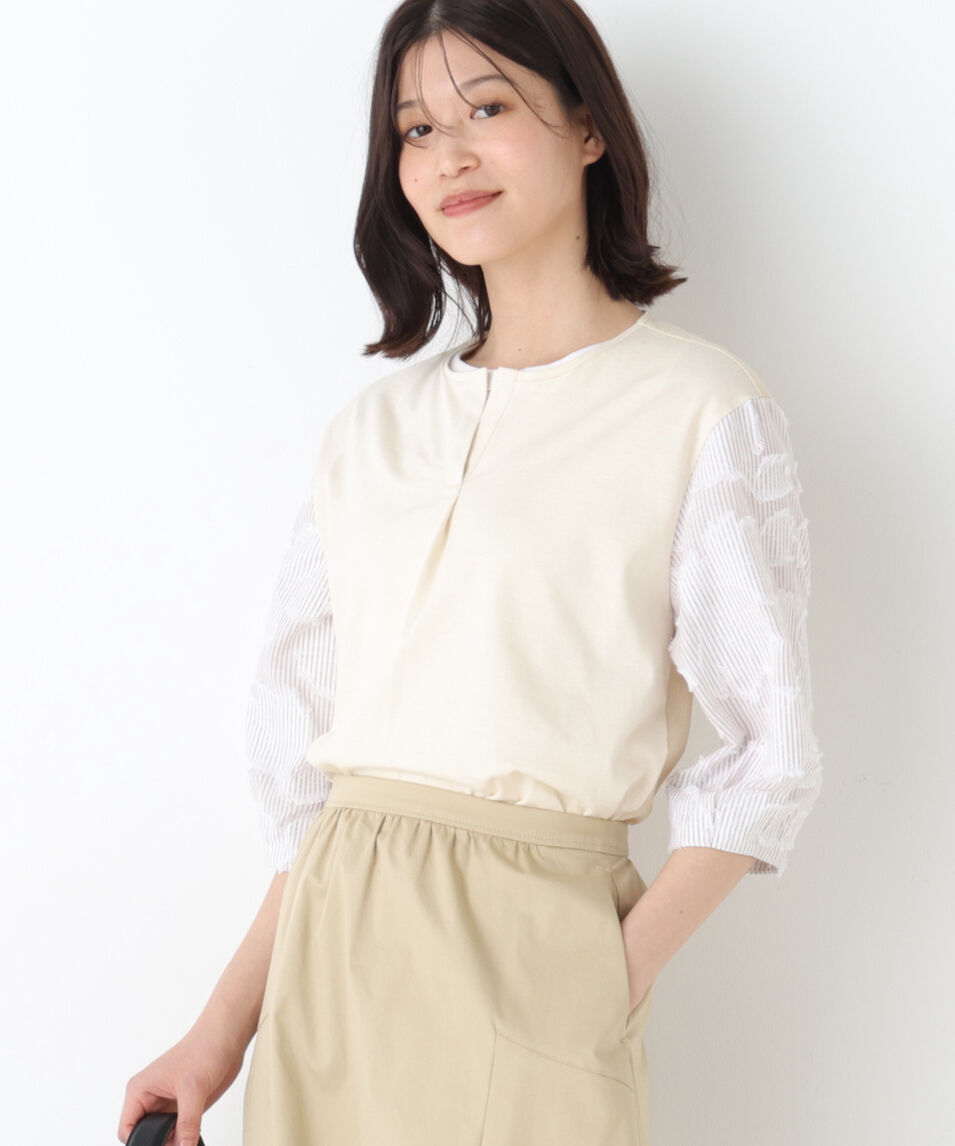  「◆カットジャガードストライプトップス」|Tシャツ・カットソー|
