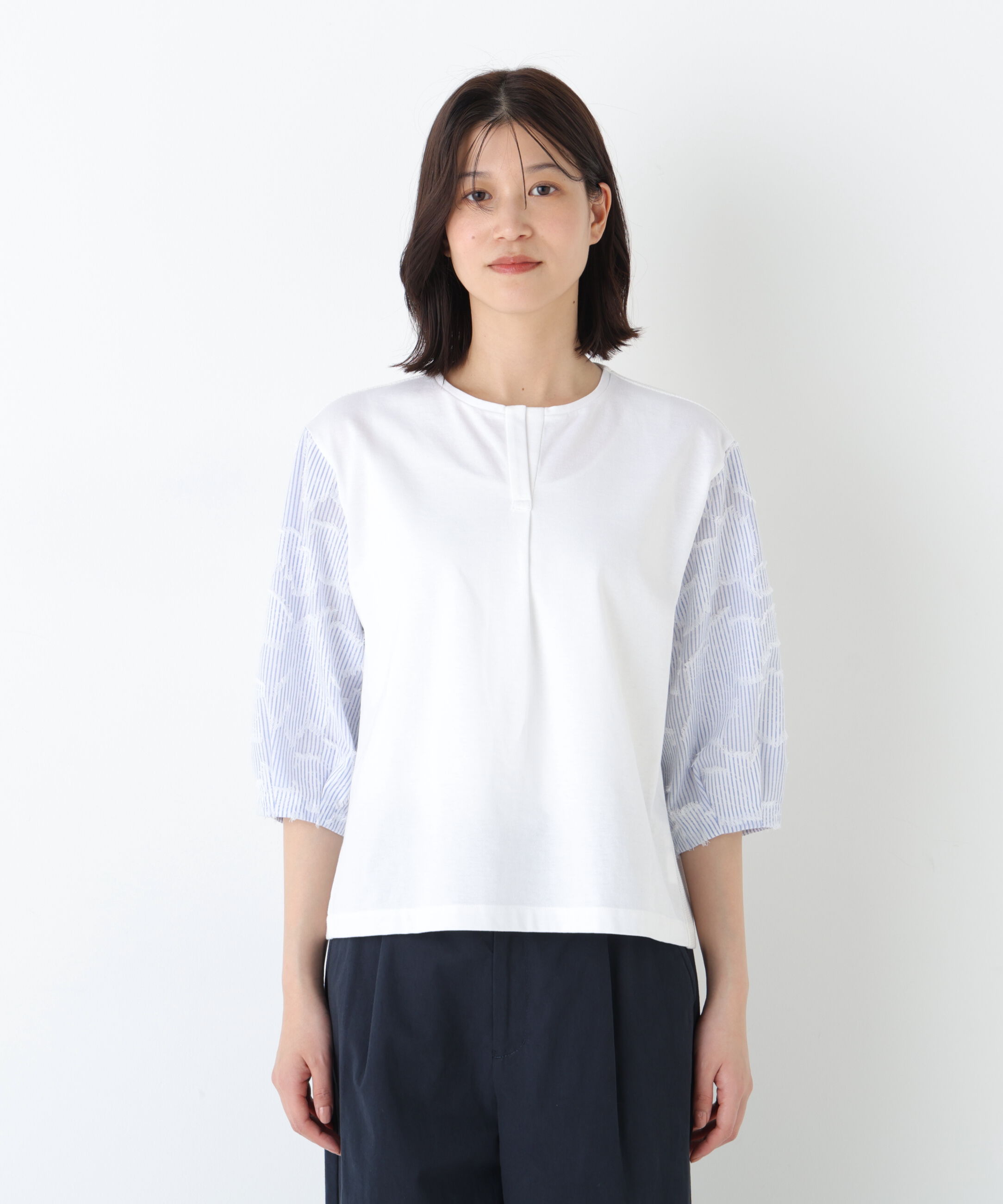  「◆カットジャガードストライプトップス」|Tシャツ・カットソー|