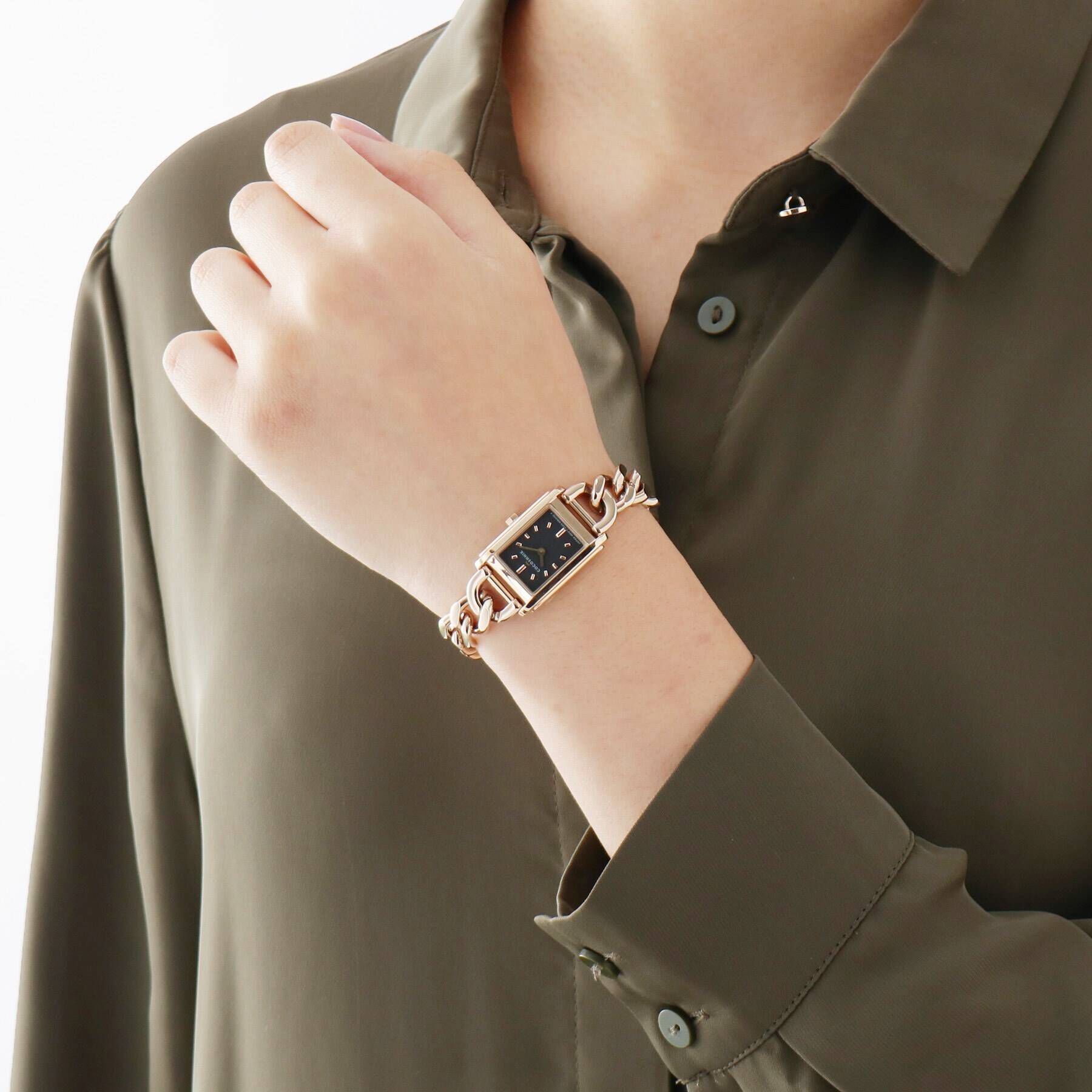 COCOSHNIK「RGスクエアチェーンベルト ウォッチ（ブラック）」|腕時計|