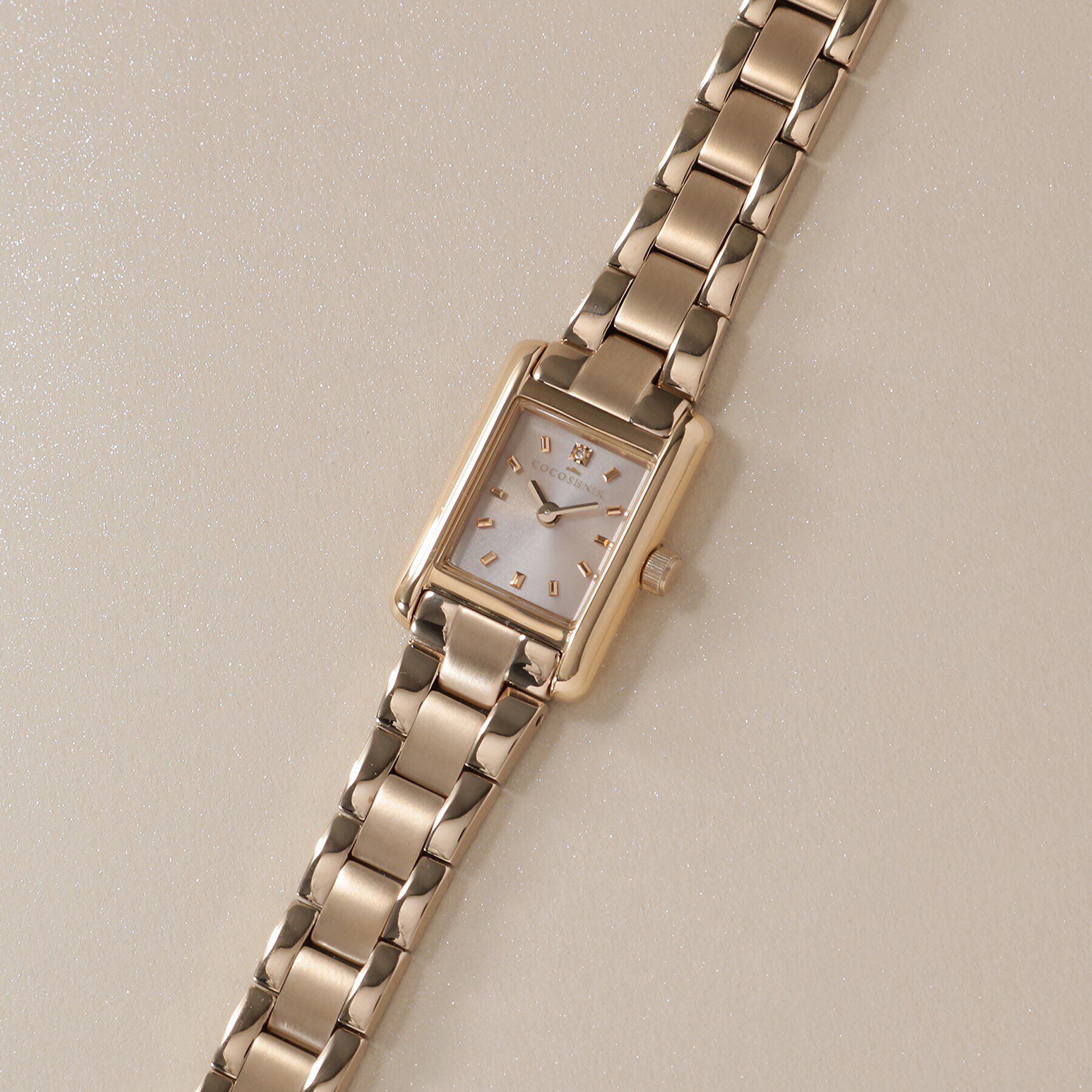 COCOSHNIK「RGスクエアメタルバンド ウォッチ（ベージュ旭光ダイヤモンド）」|腕時計|