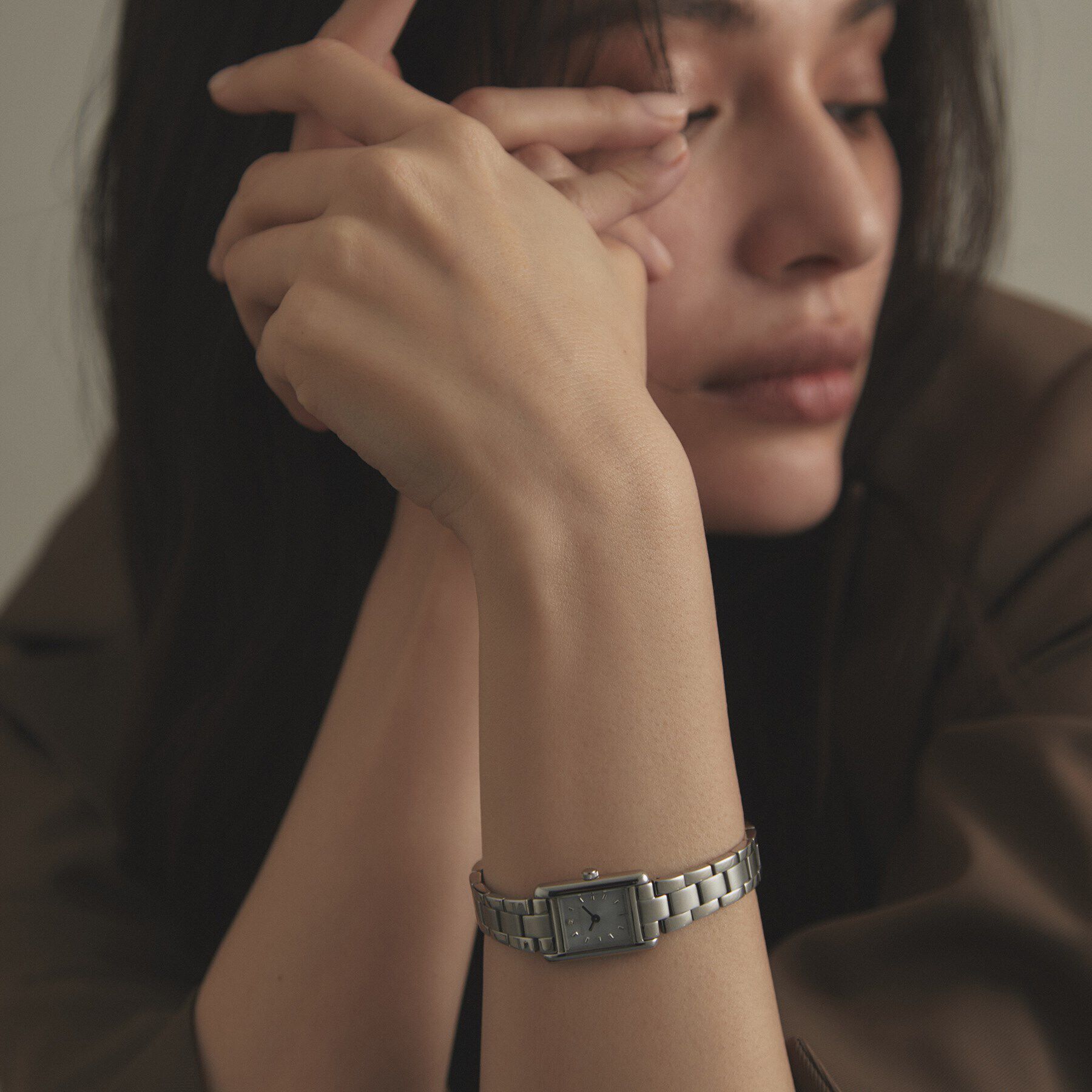 COCOSHNIK「SSスクエアメタルバンド ウォッチ（シルバー旭光ダイヤモンド）」|腕時計|