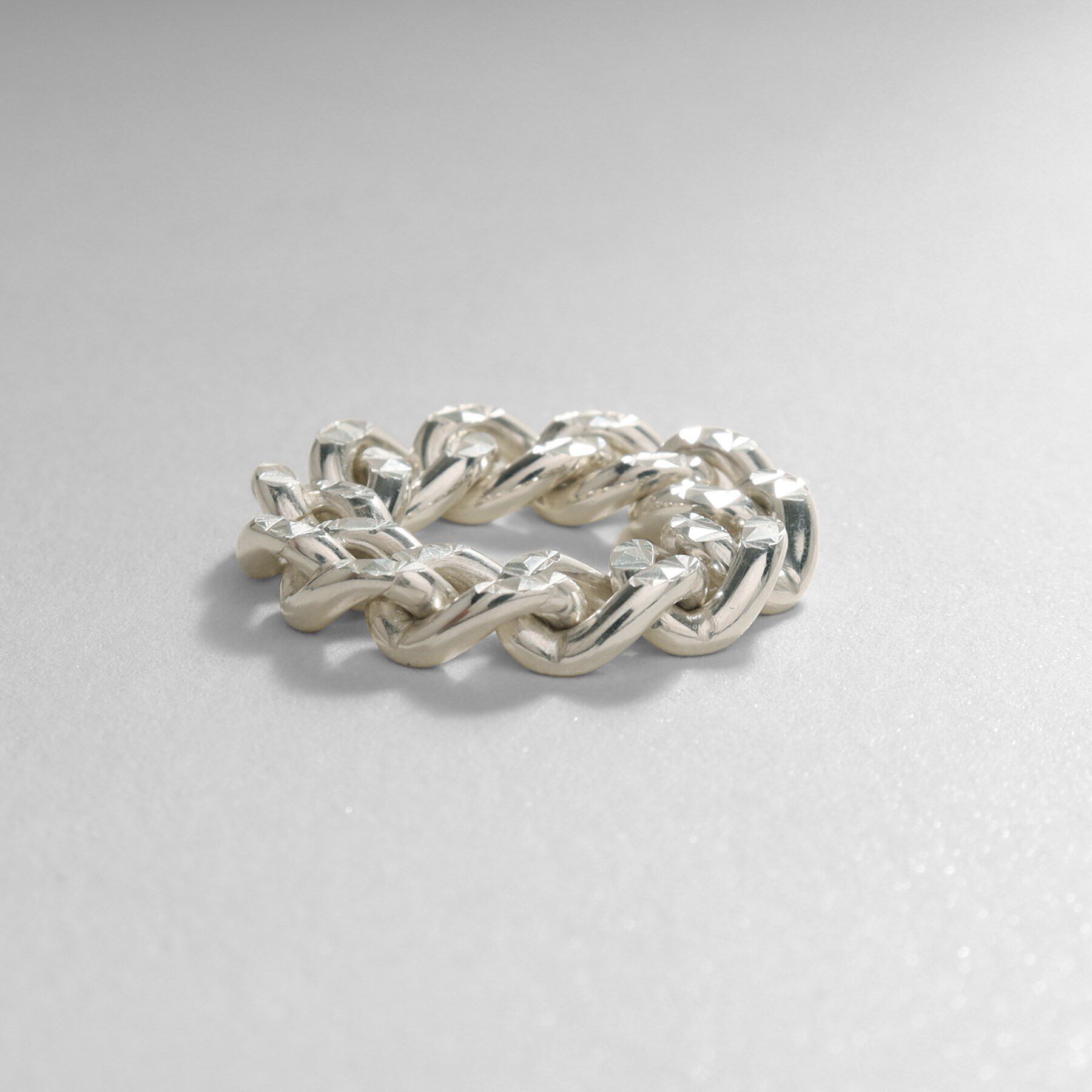 COCOSHNIK ONKITSCH「シルバー チェーンリング スパークルカットL」|リング|