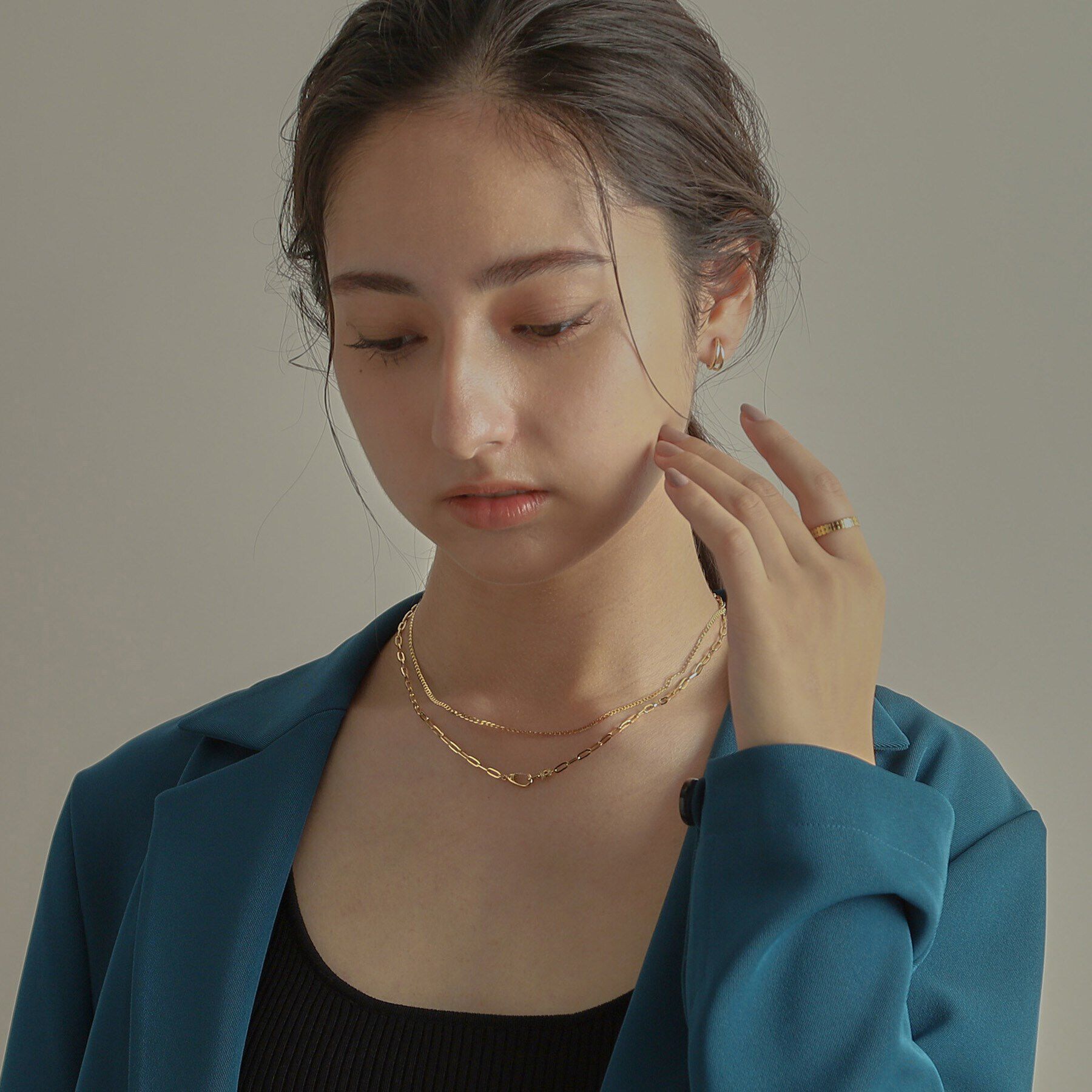 COCOSHNIK「K18ダイヤモンド 中空プリム縦溝クラスプ ネックレス」|ネックレス|