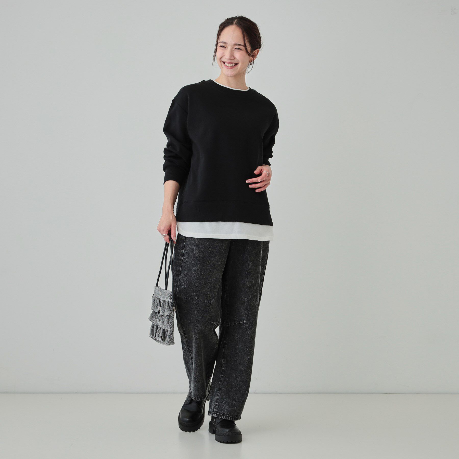 SHOO･LA･RUE「【洗える/S-LL】着るだけ簡単こなれ感 裏起毛レイヤード風スウェット【SHOO WARM】」|パーカー|